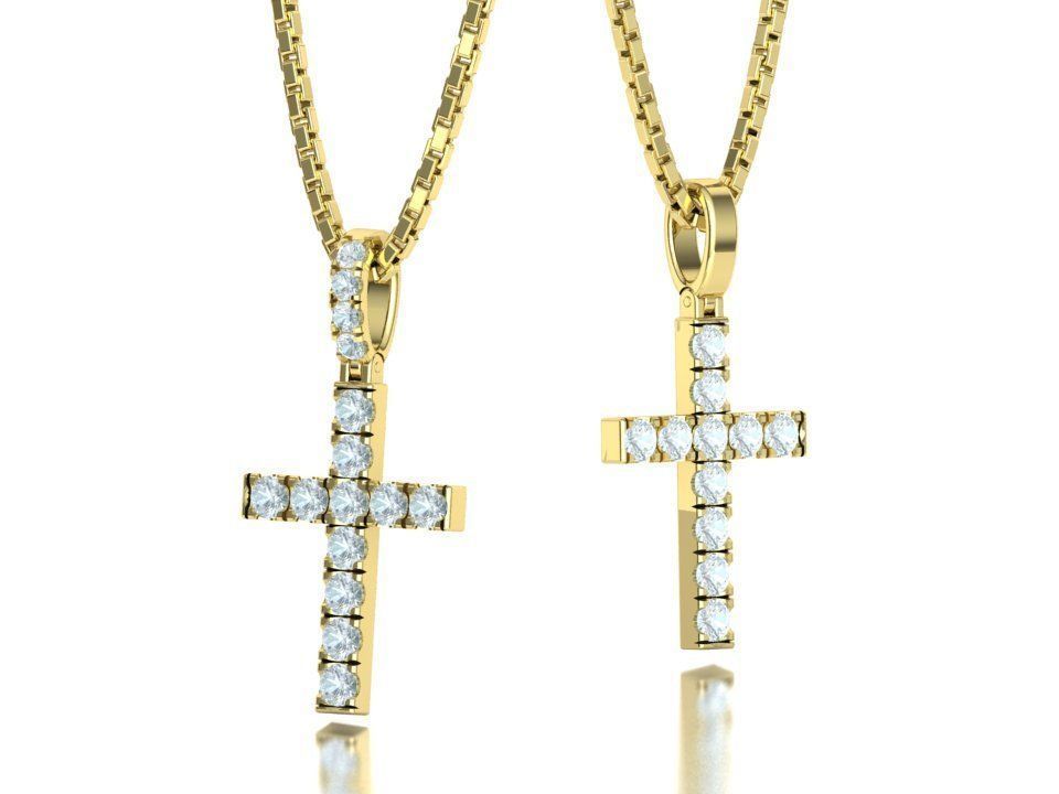 Diamond Pave Cross 42mm with French Pave Setting Swivel Bail 3D print model_2