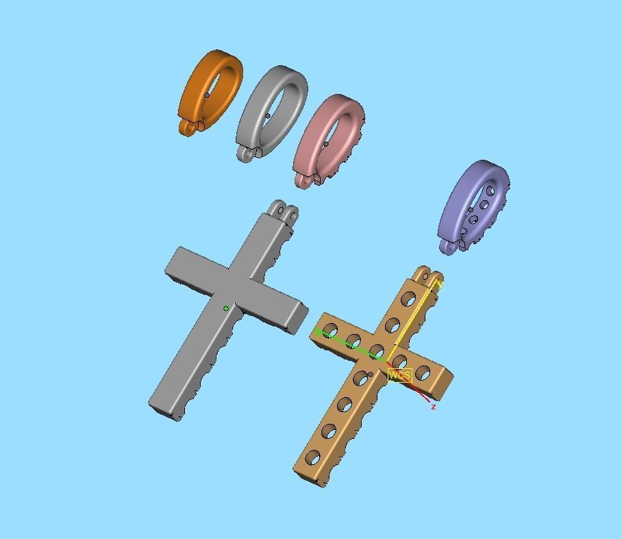 Diamond Pave Cross 42mm with French Pave Setting Swivel Bail 3D print model_12