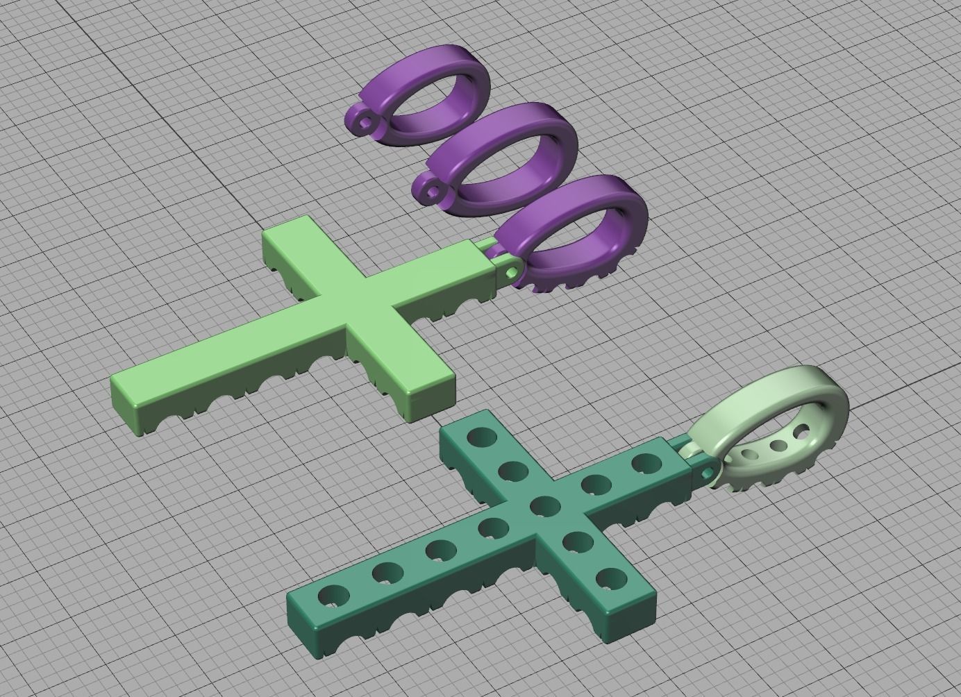 Diamond Pave Cross 42mm with French Pave Setting Swivel Bail 3D print model_15