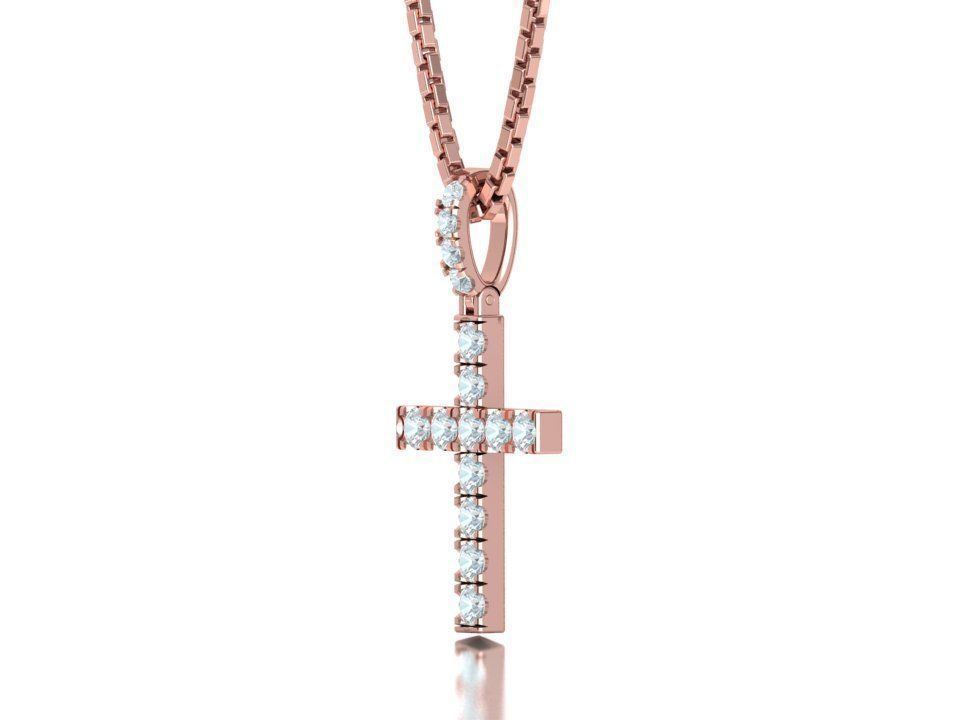 Diamond Pave Cross 42mm with French Pave Setting Swivel Bail 3D print model_28