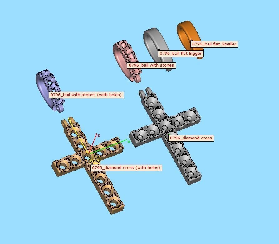 Diamond Pave Cross 42mm with French Pave Setting Swivel Bail 3D print model_11