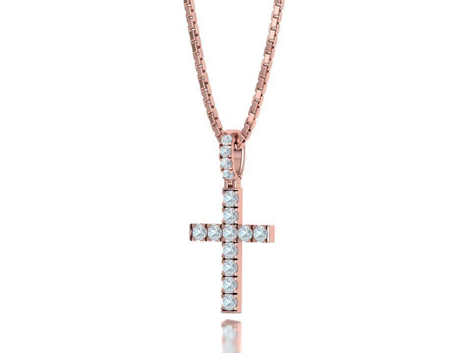 Diamond Pave Cross 42mm with French Pave Setting Swivel Bail 3D print model_25