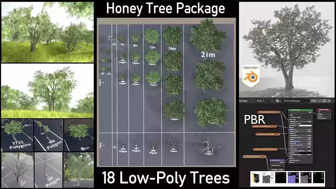 Honey Tree Package Low-poly 3D model
