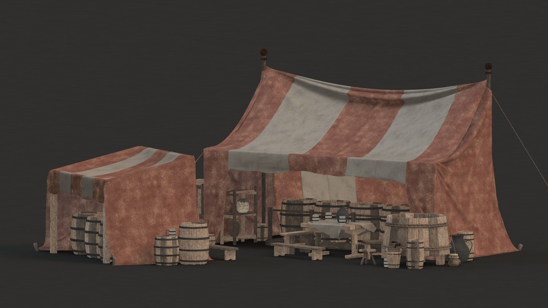 medieval market Low-poly 3D model_18