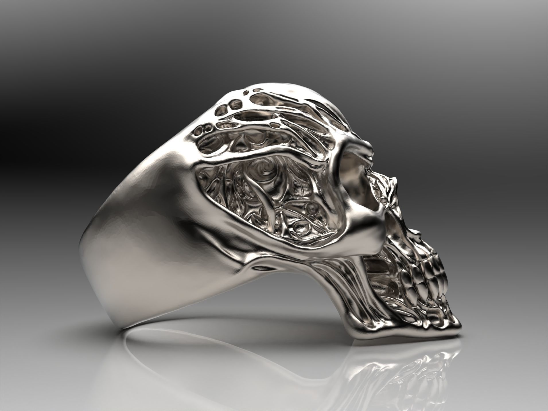 SKULL RING 3D Stl File 3d skull ring Printable 3d Skull 3D print model_4