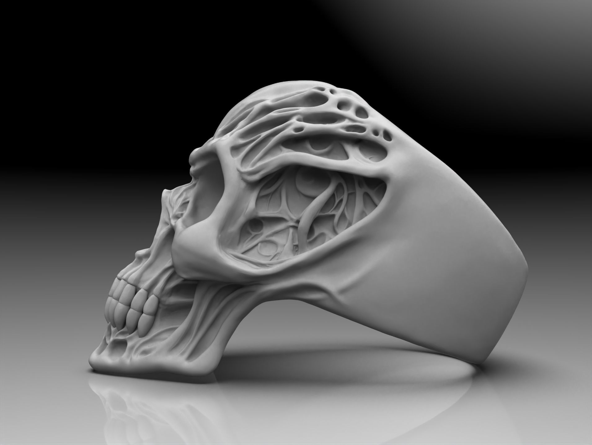 SKULL RING 3D Stl File 3d skull ring Printable 3d Skull 3D print model_8