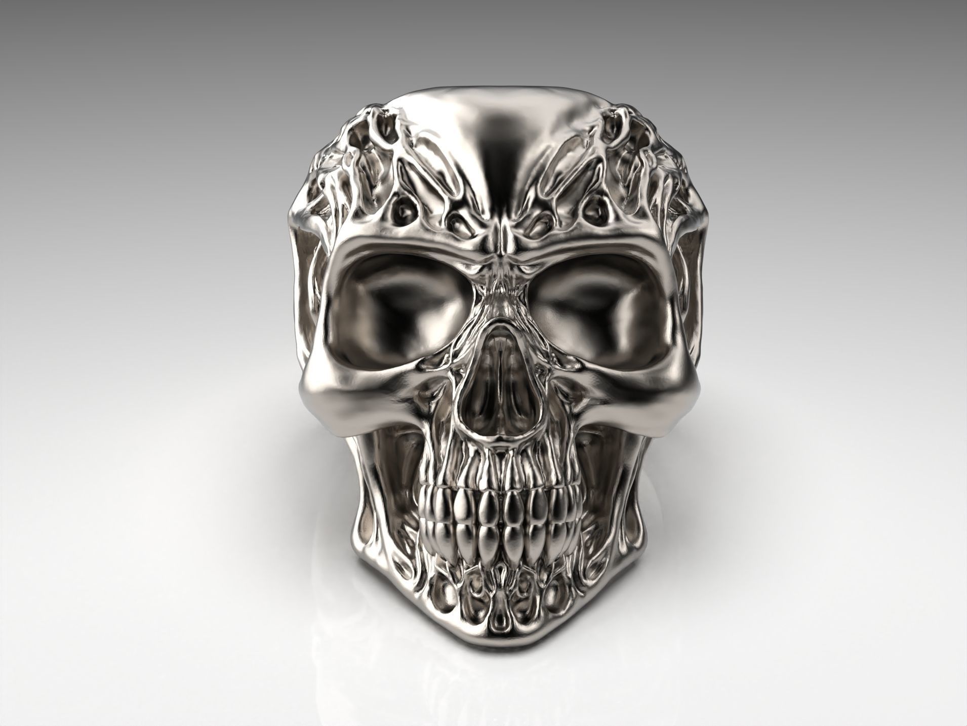SKULL RING 3D Stl File 3d skull ring Printable 3d Skull 3D print model_2