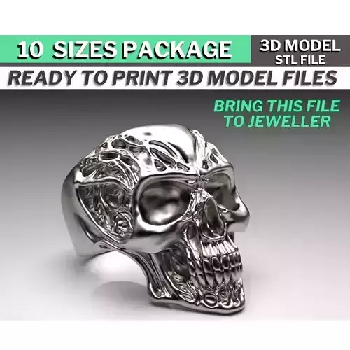 SKULL RING 3D Stl File 3d skull ring Printable 3d Skull