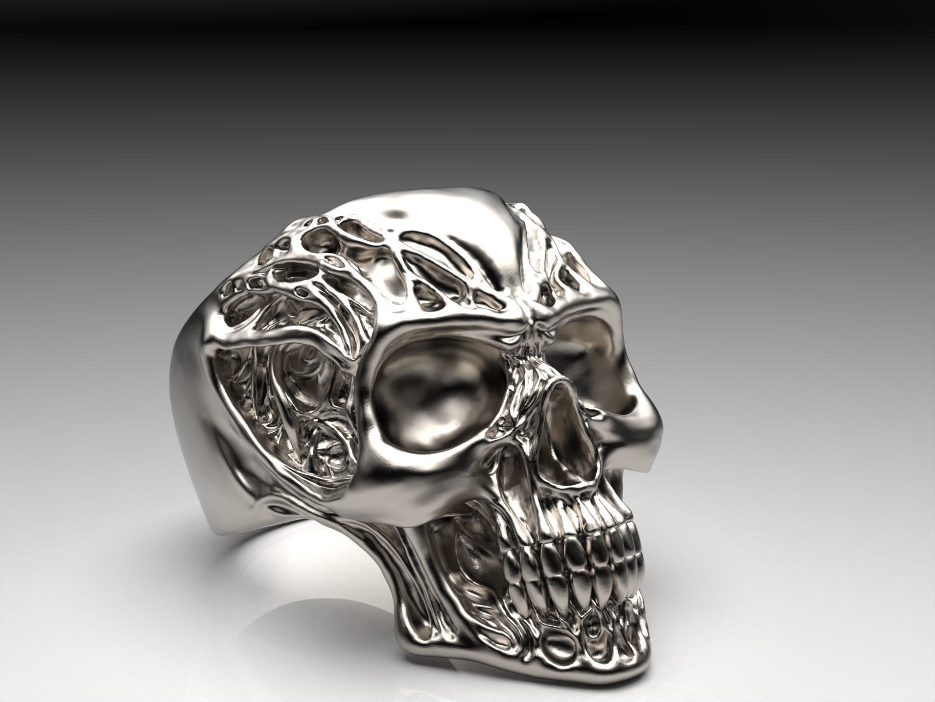 SKULL RING 3D Stl File 3d skull ring Printable 3d Skull 3D print model_3