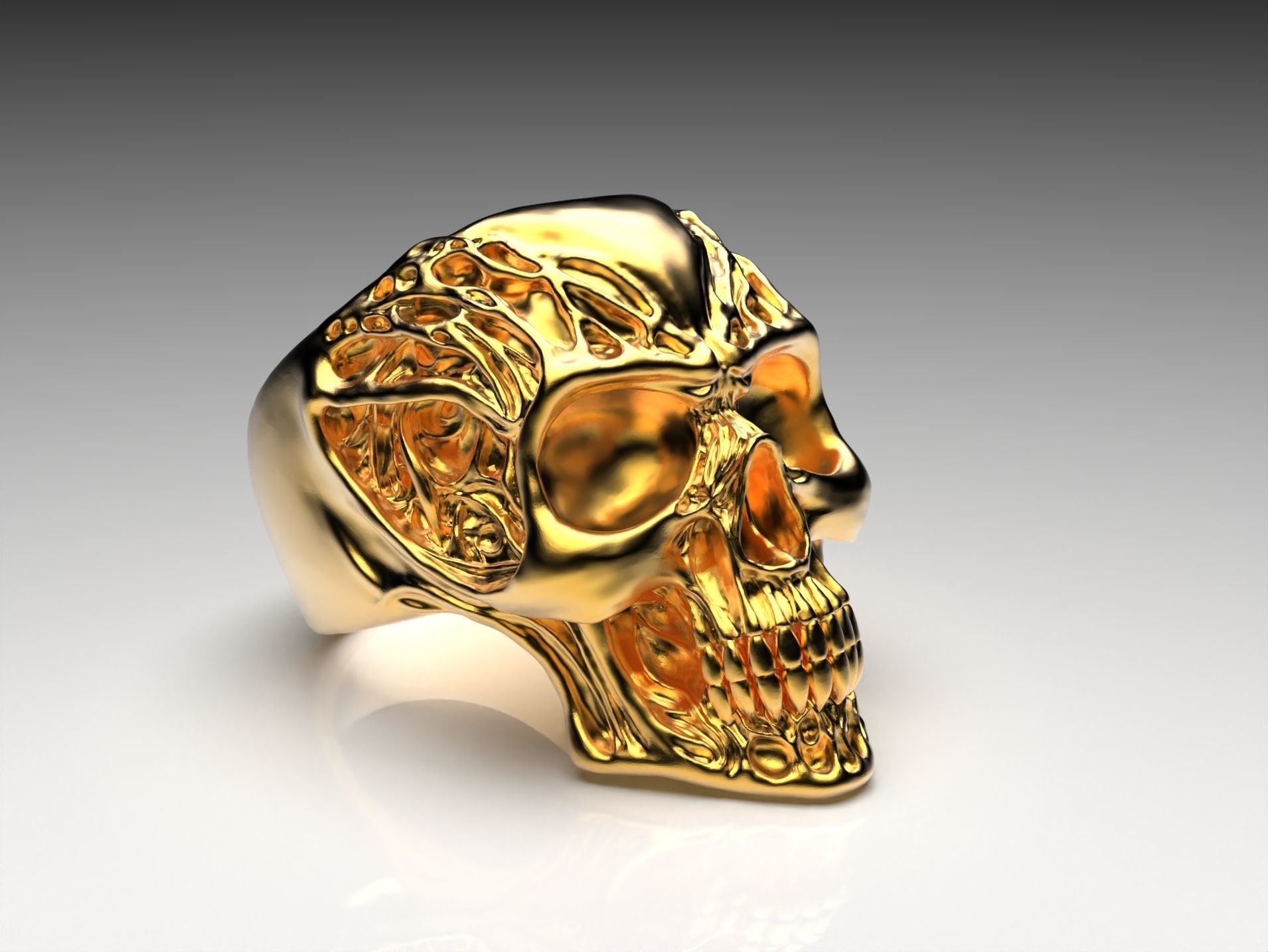 SKULL RING 3D Stl File 3d skull ring Printable 3d Skull 3D print model_5