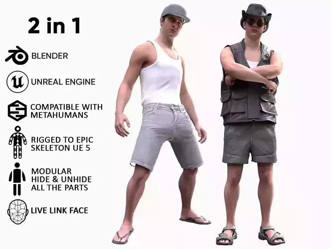 Mens Summer Outfits 3D Model Collection