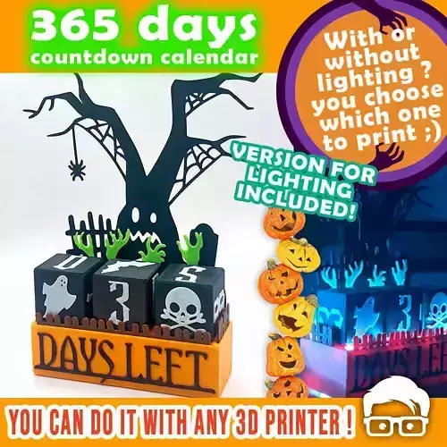365 DAYS HALLOWEEN COUNTDOWN CALENDAR LIGHTING VERSION INCLUDED  3D print model