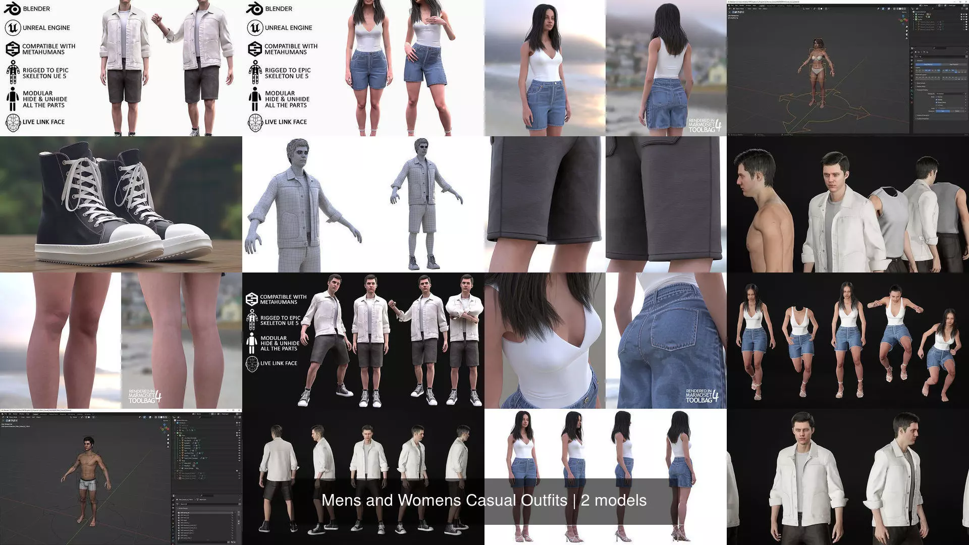 Mens and Womens Casual Outfits 3D Model Collection_5