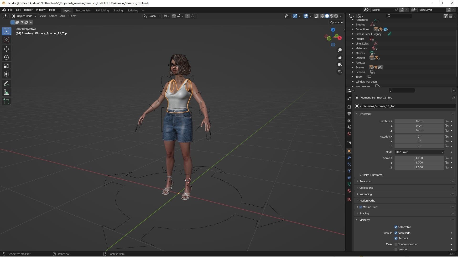 Mens and Womens Casual Outfits 3D Model Collection_12