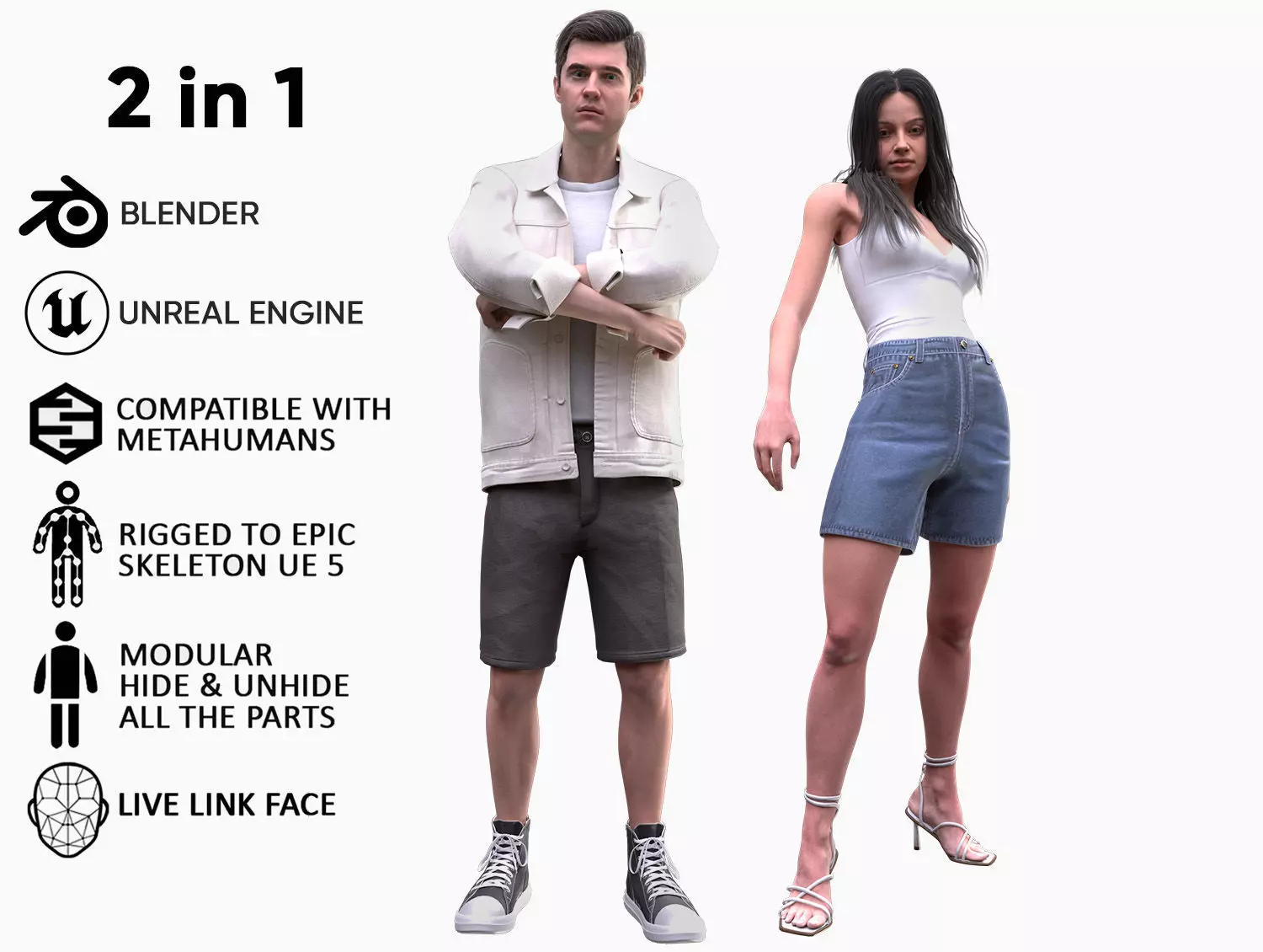 Mens and Womens Casual Outfits 3D Model Collection_0