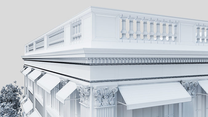 Classic Restaurant or Shop Building 3D model 7