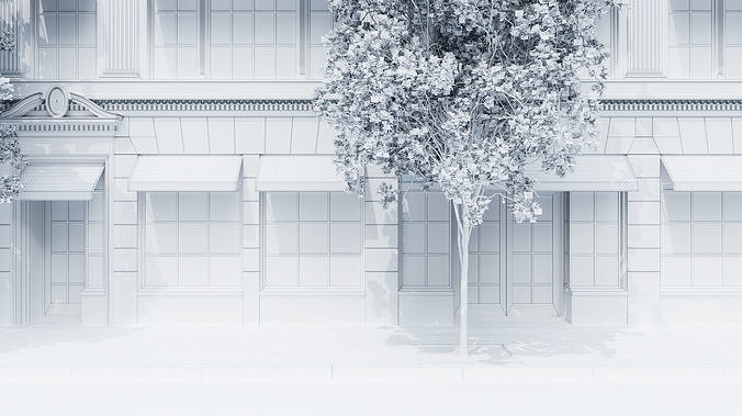 Classic Restaurant or Shop Building 3D model 6