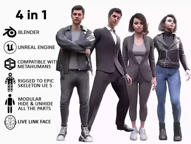 Mens and Womens Casual and Business Outfits 3D Model Collection