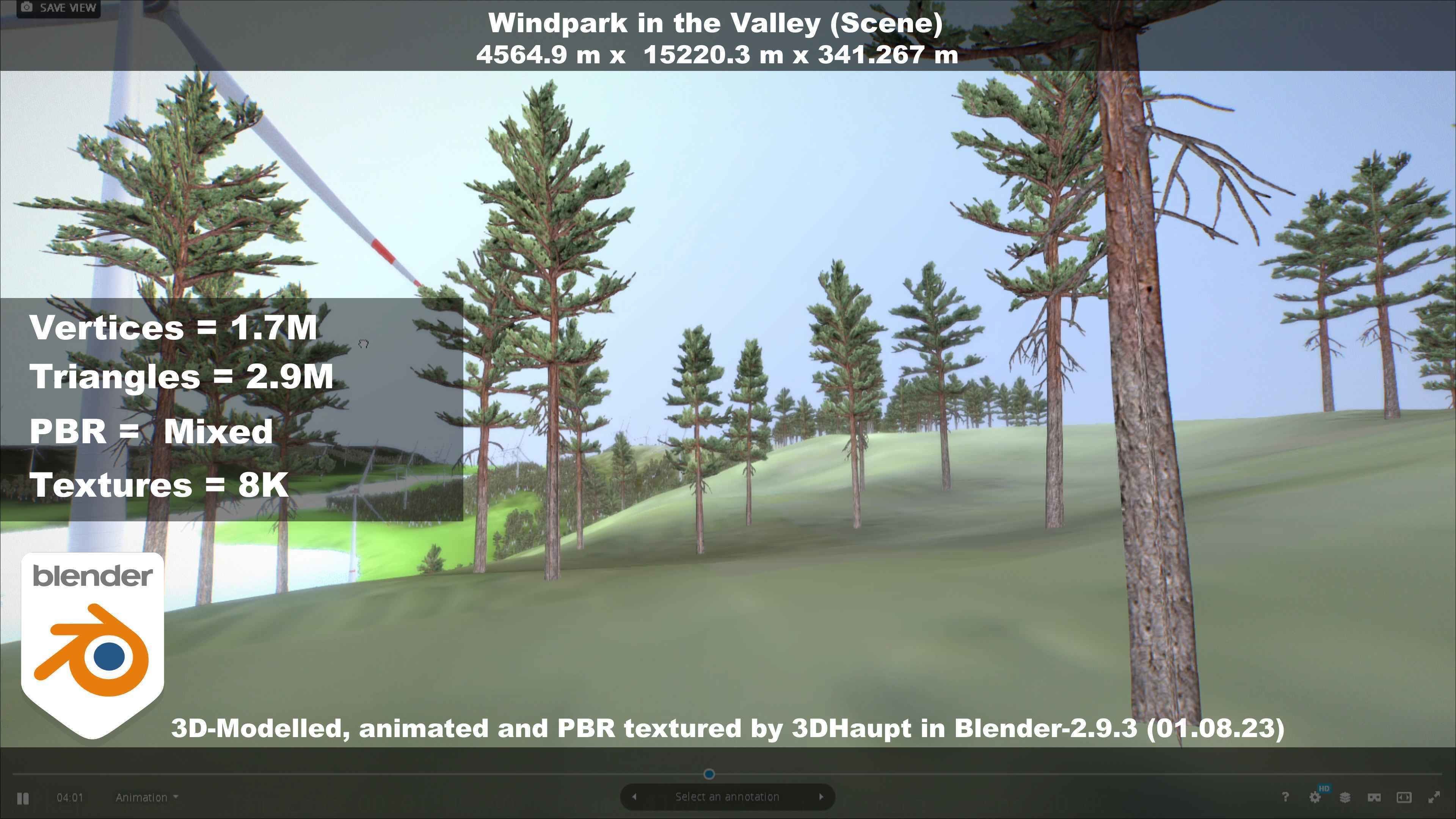 Windpark in the Valley Scene Low-poly 3D model_38