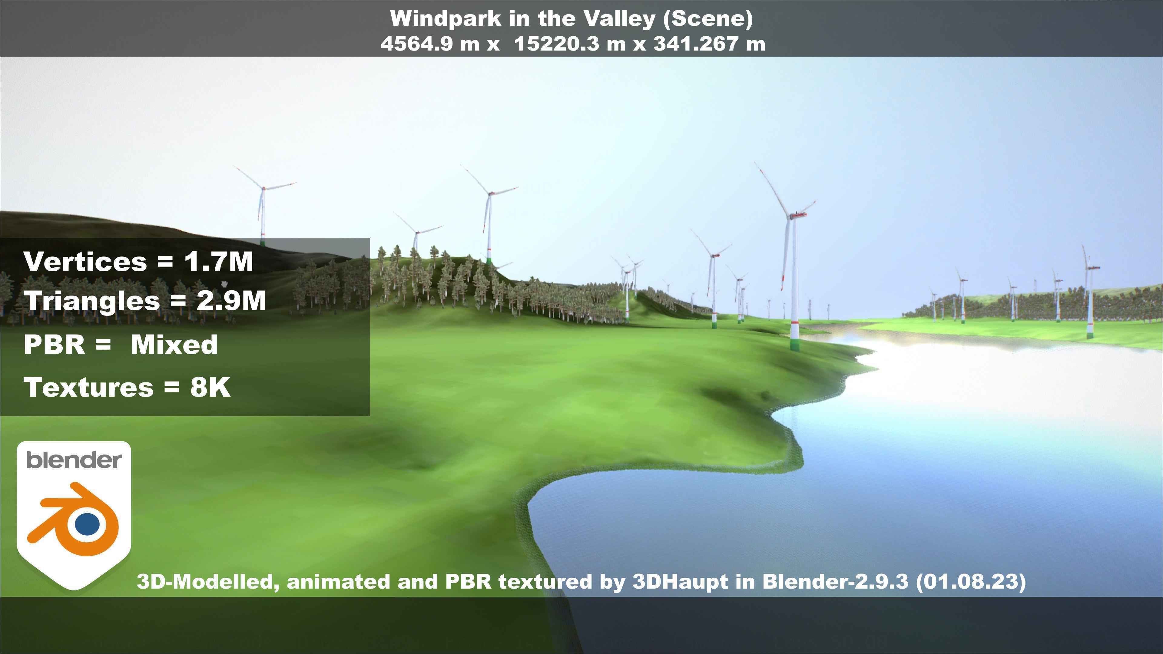 Windpark in the Valley Scene Low-poly 3D model_92