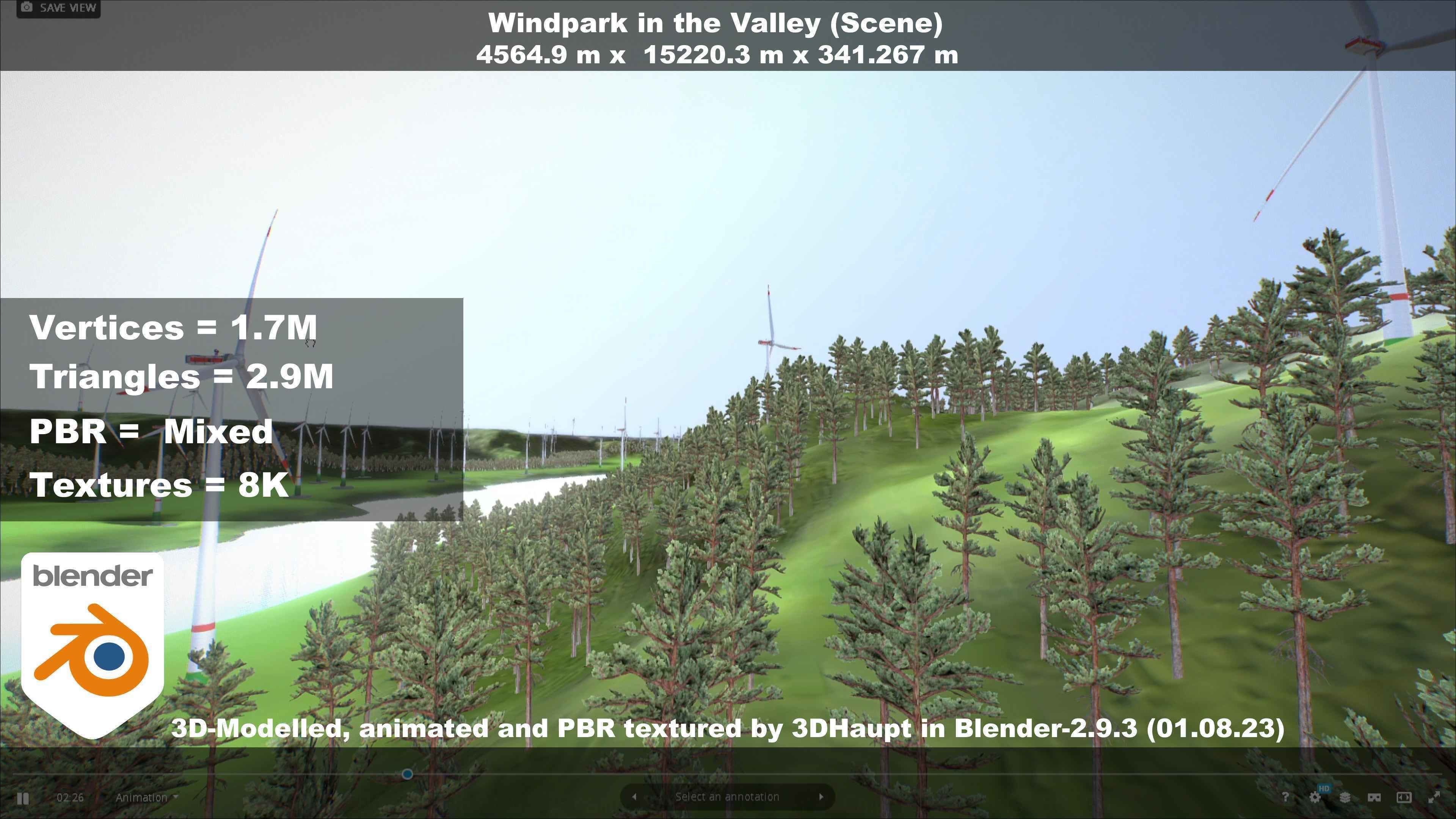 Windpark in the Valley Scene Low-poly 3D model_11