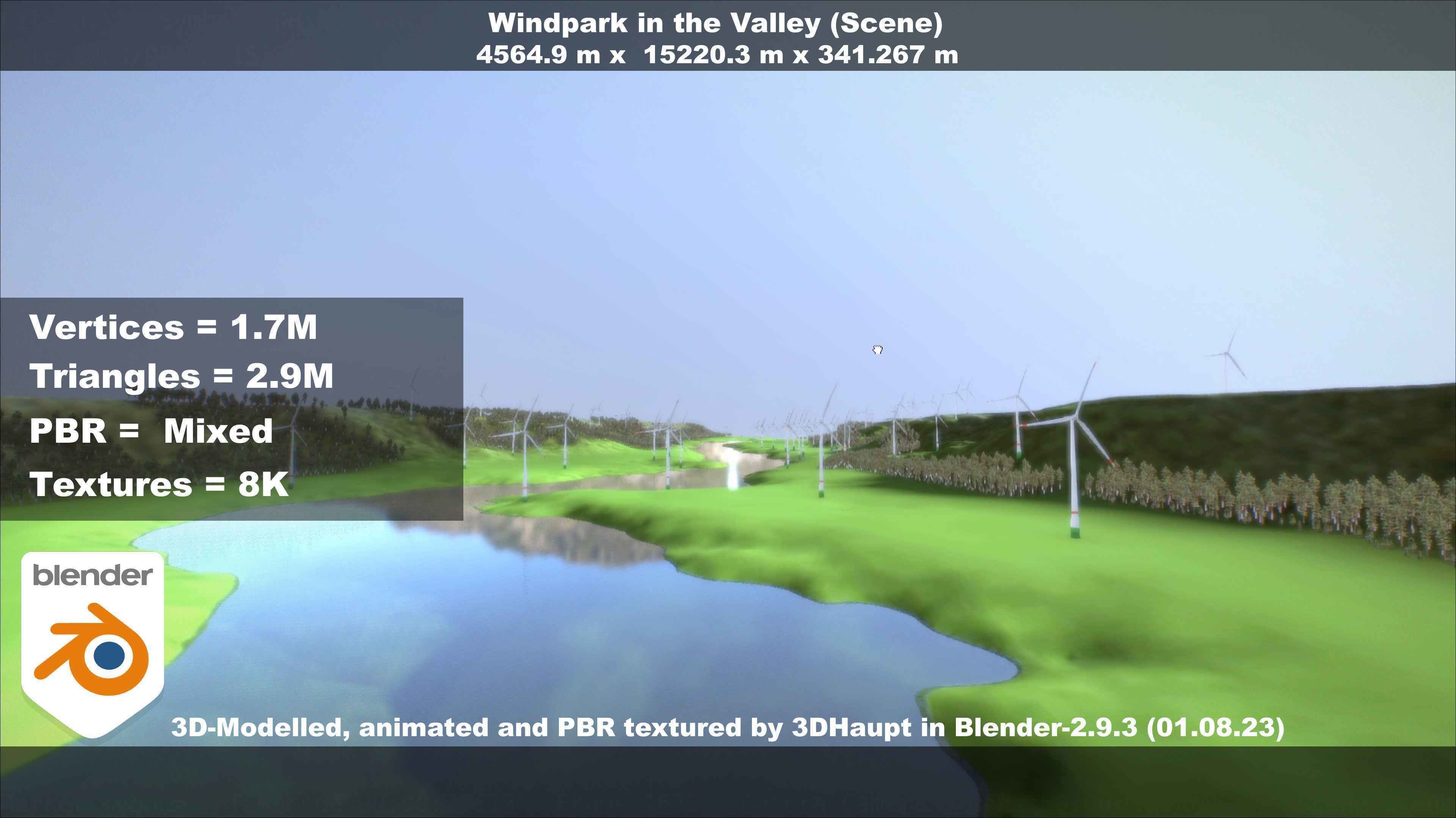 Windpark in the Valley Scene Low-poly 3D model_41