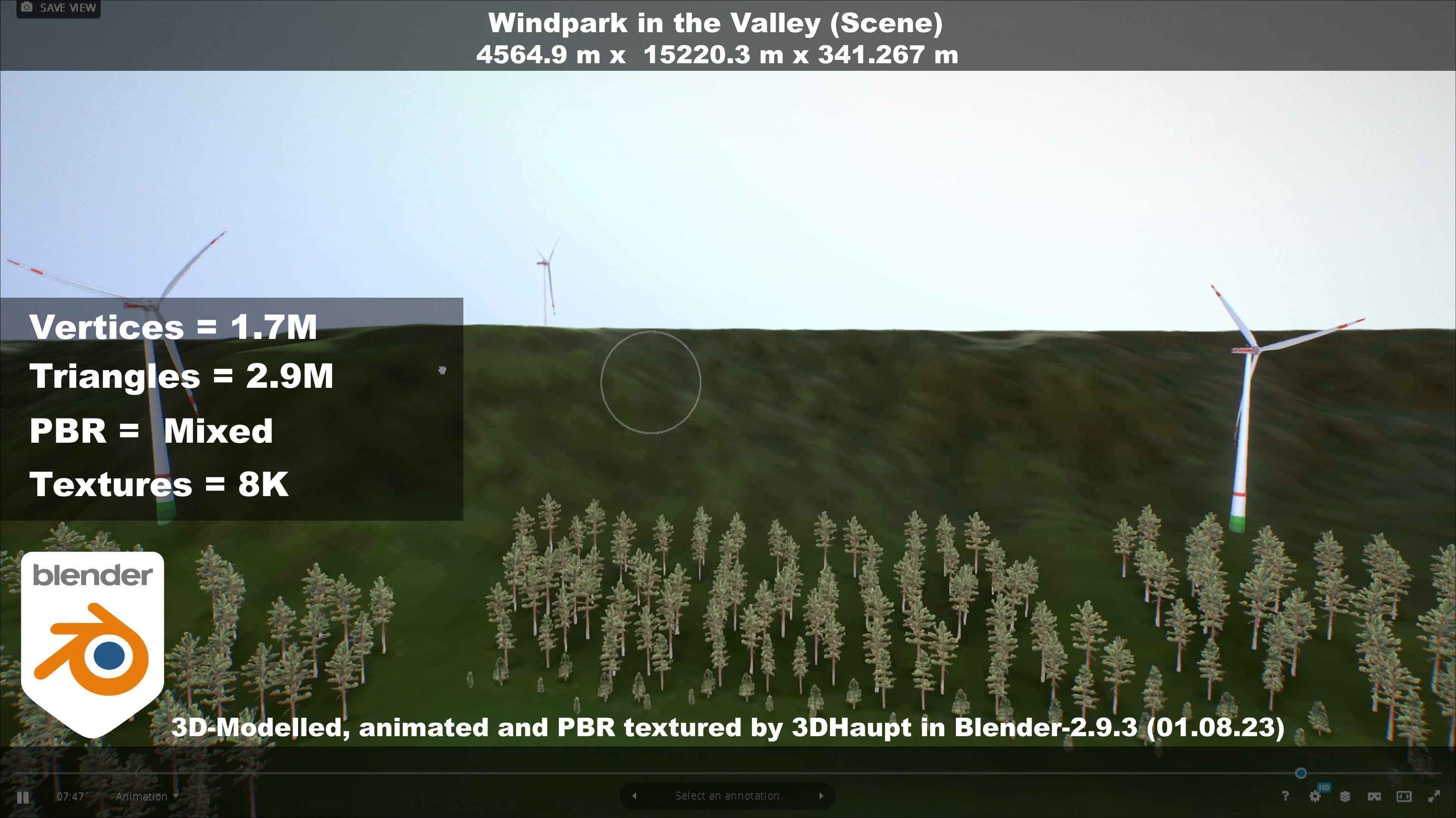 Windpark in the Valley Scene Low-poly 3D model_78