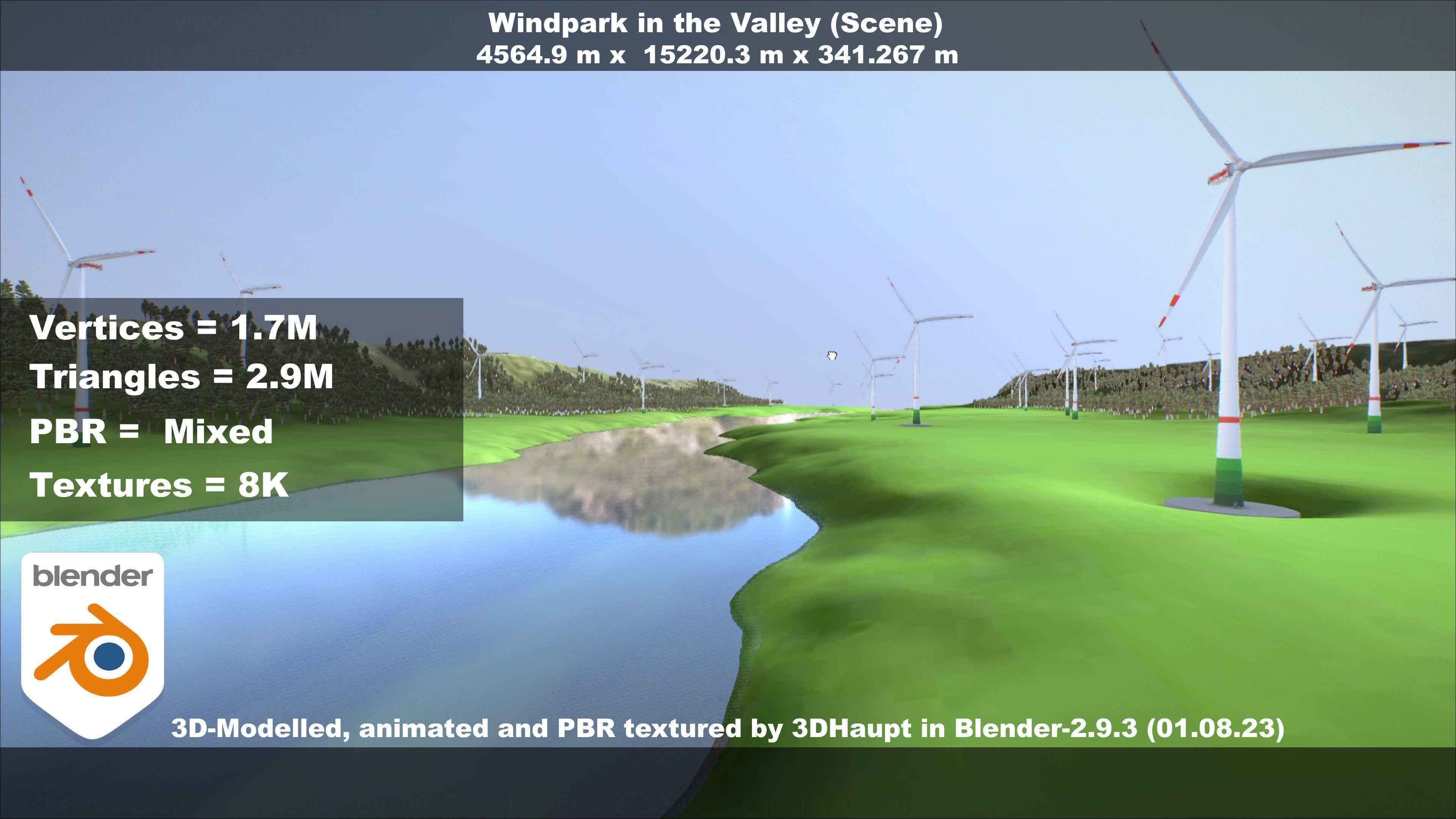 Windpark in the Valley Scene Low-poly 3D model_102