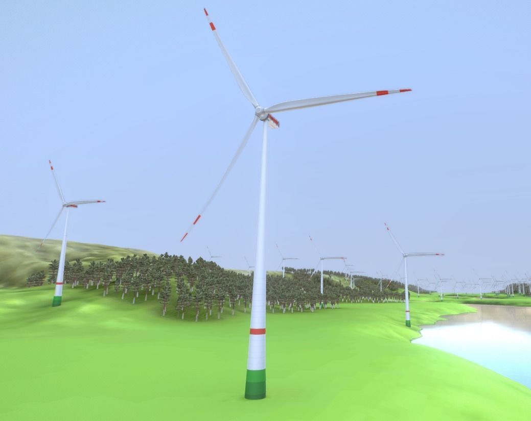 Windpark in the Valley Scene Low-poly 3D model_22