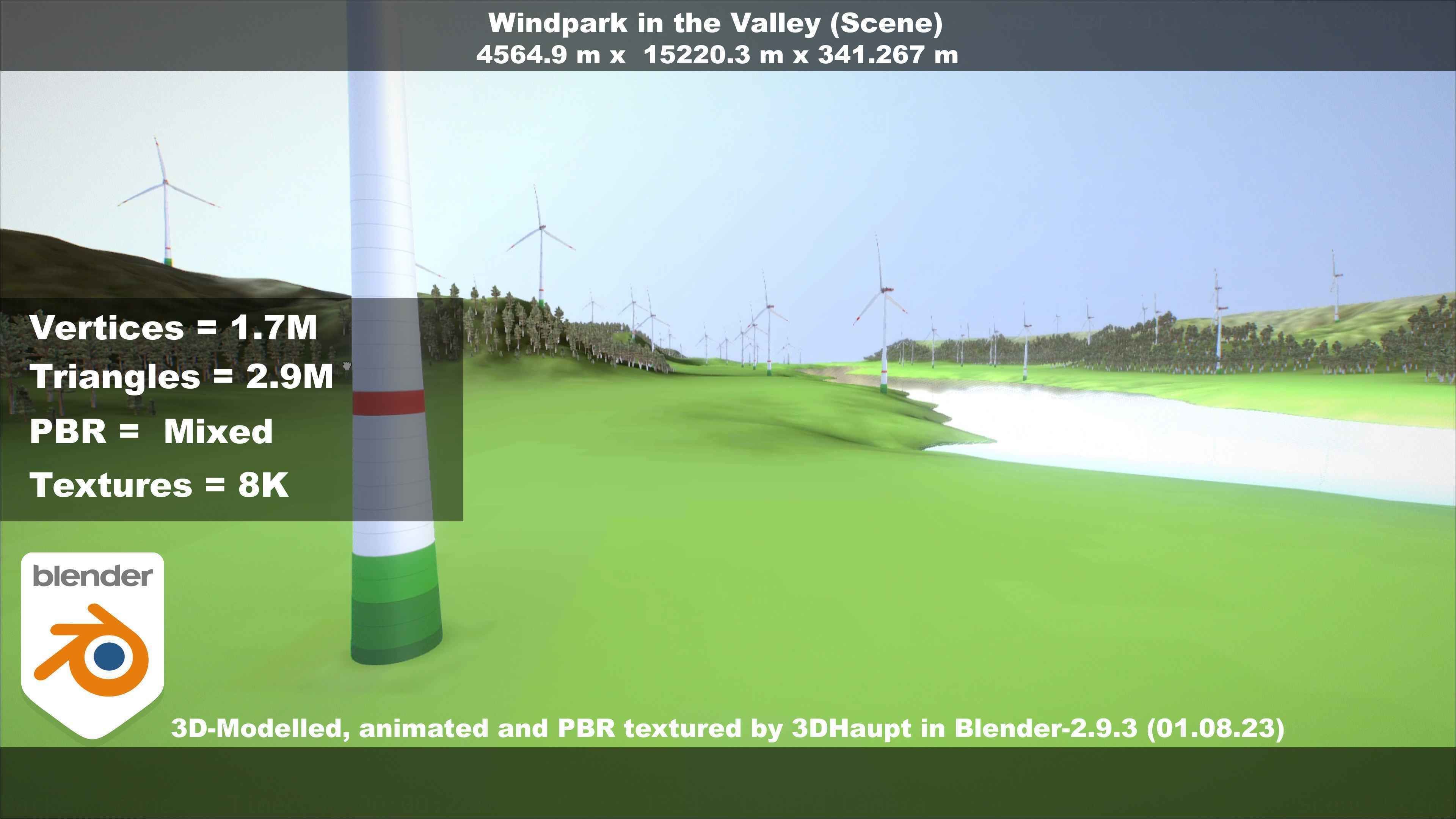 Windpark in the Valley Scene Low-poly 3D model_91