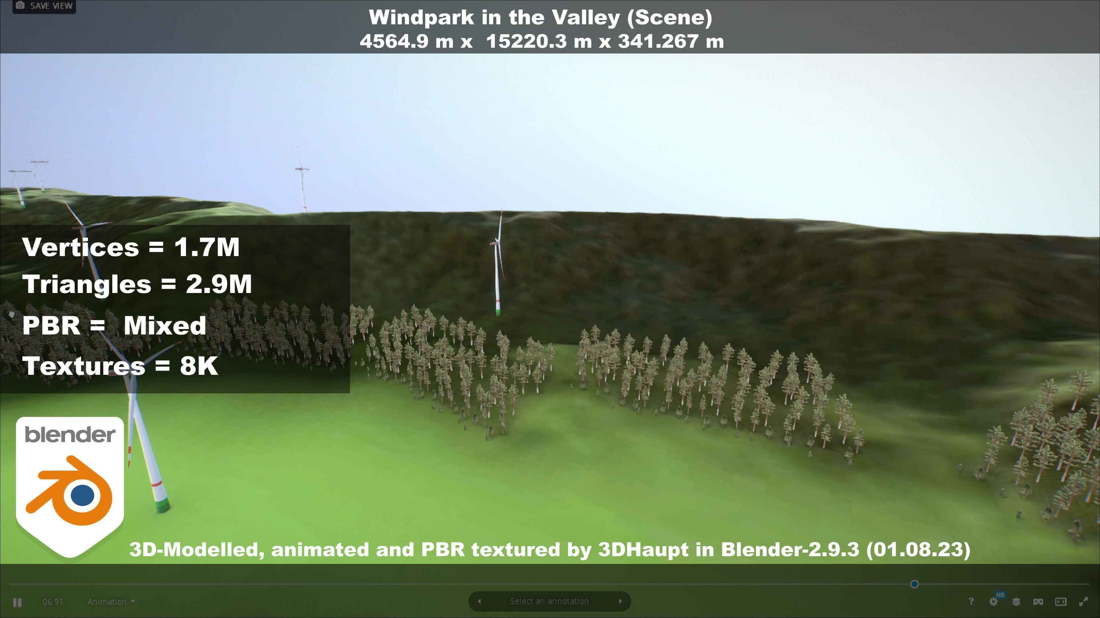 Windpark in the Valley Scene Low-poly 3D model_117