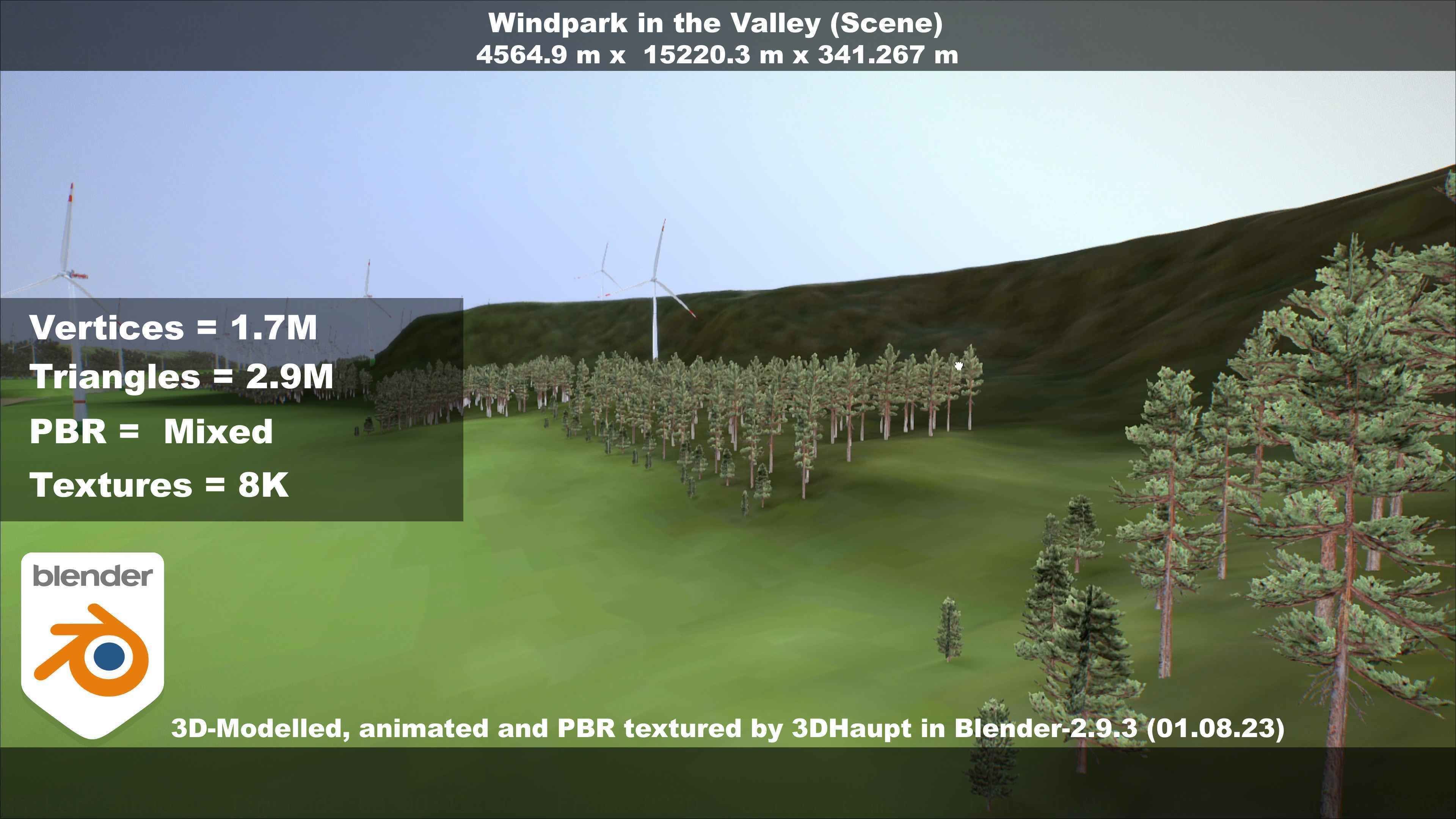 Windpark in the Valley Scene Low-poly 3D model_94