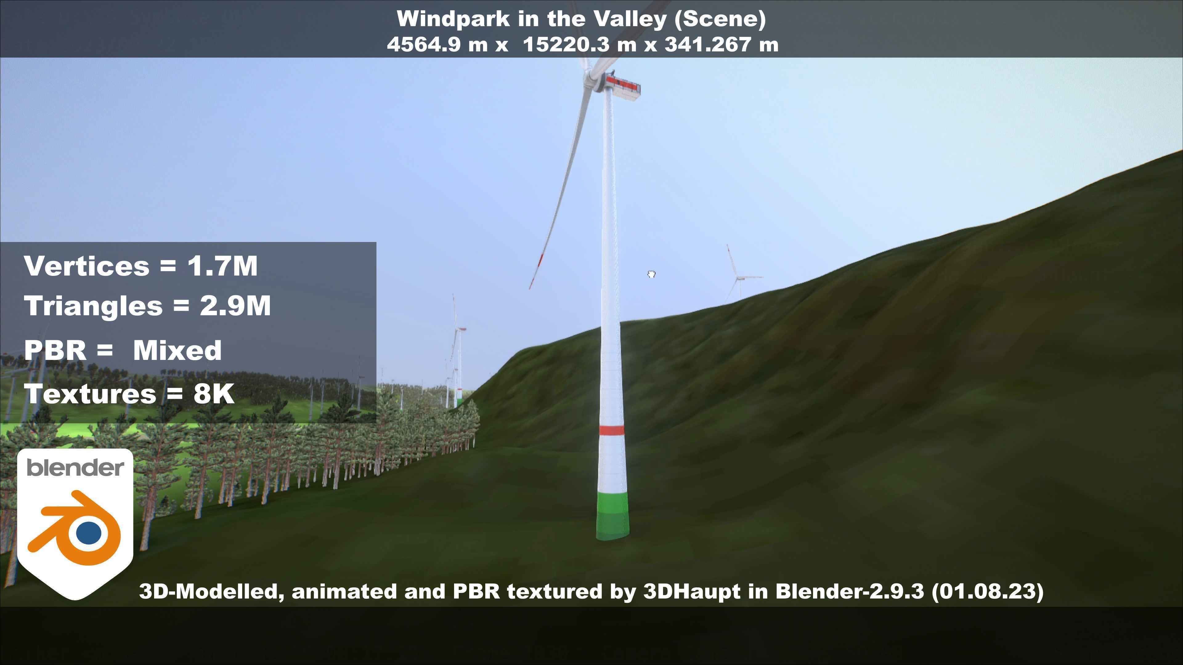 Windpark in the Valley Scene Low-poly 3D model_73