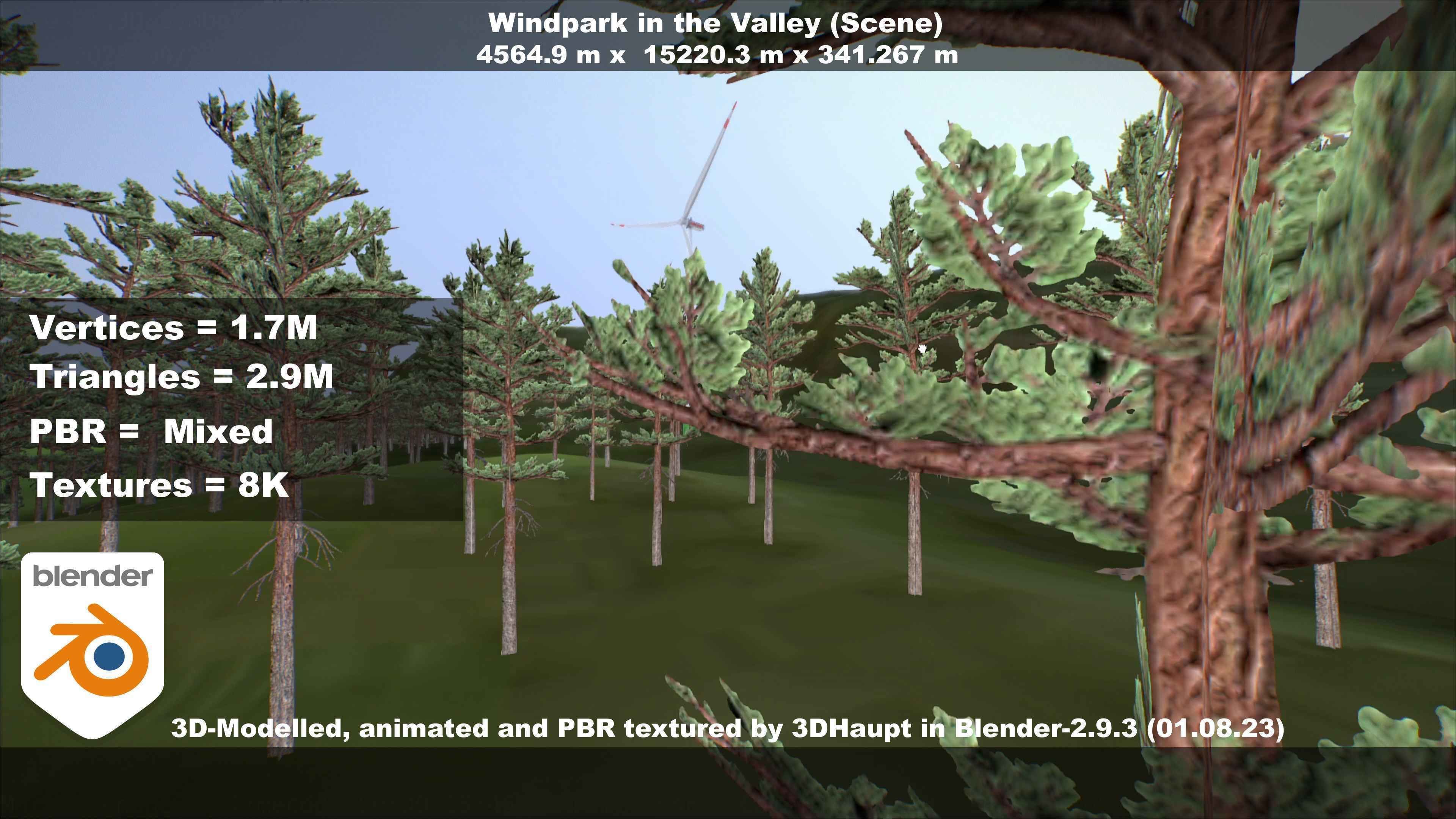 Windpark in the Valley Scene Low-poly 3D model_105