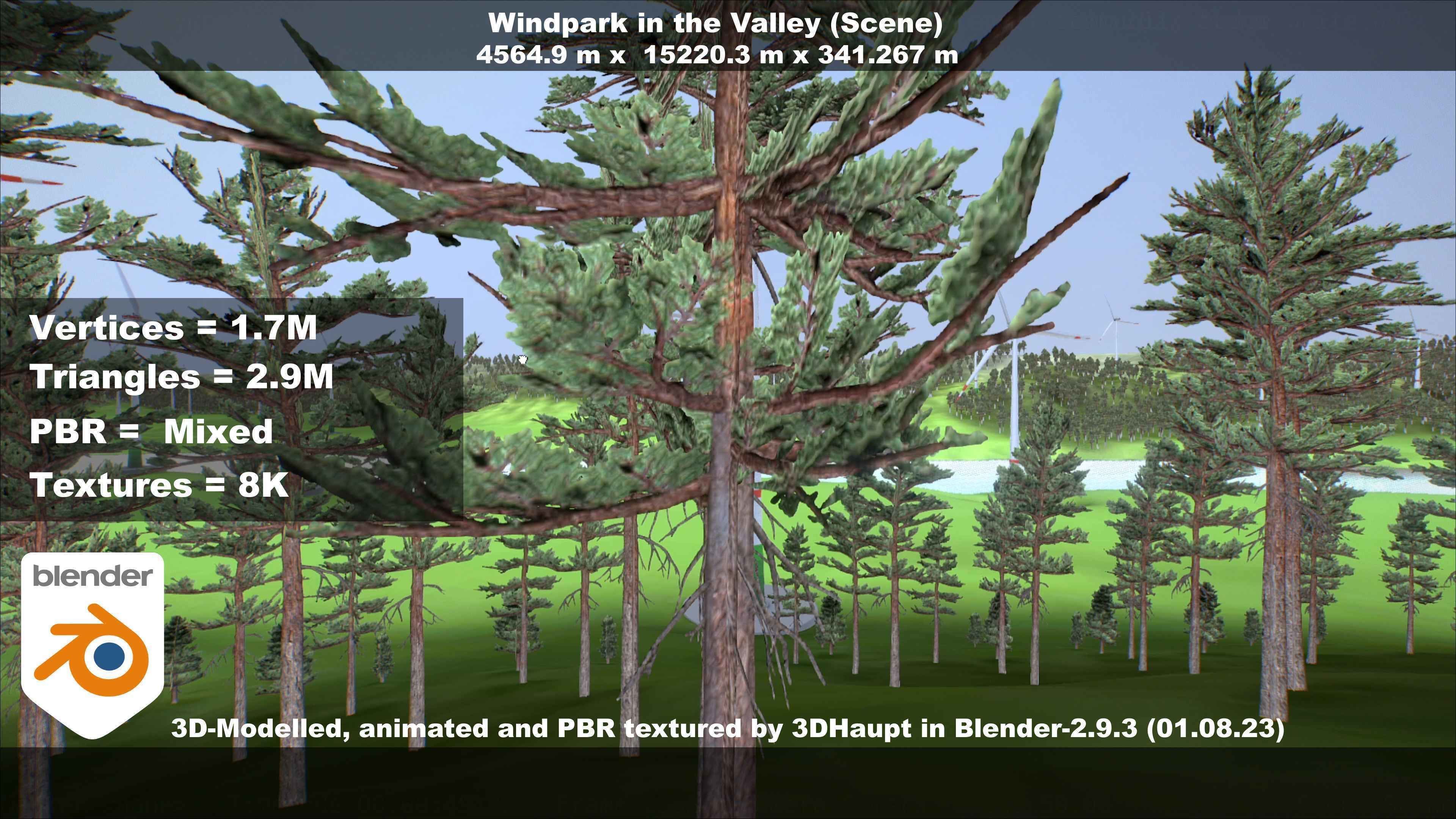 Windpark in the Valley Scene Low-poly 3D model_54