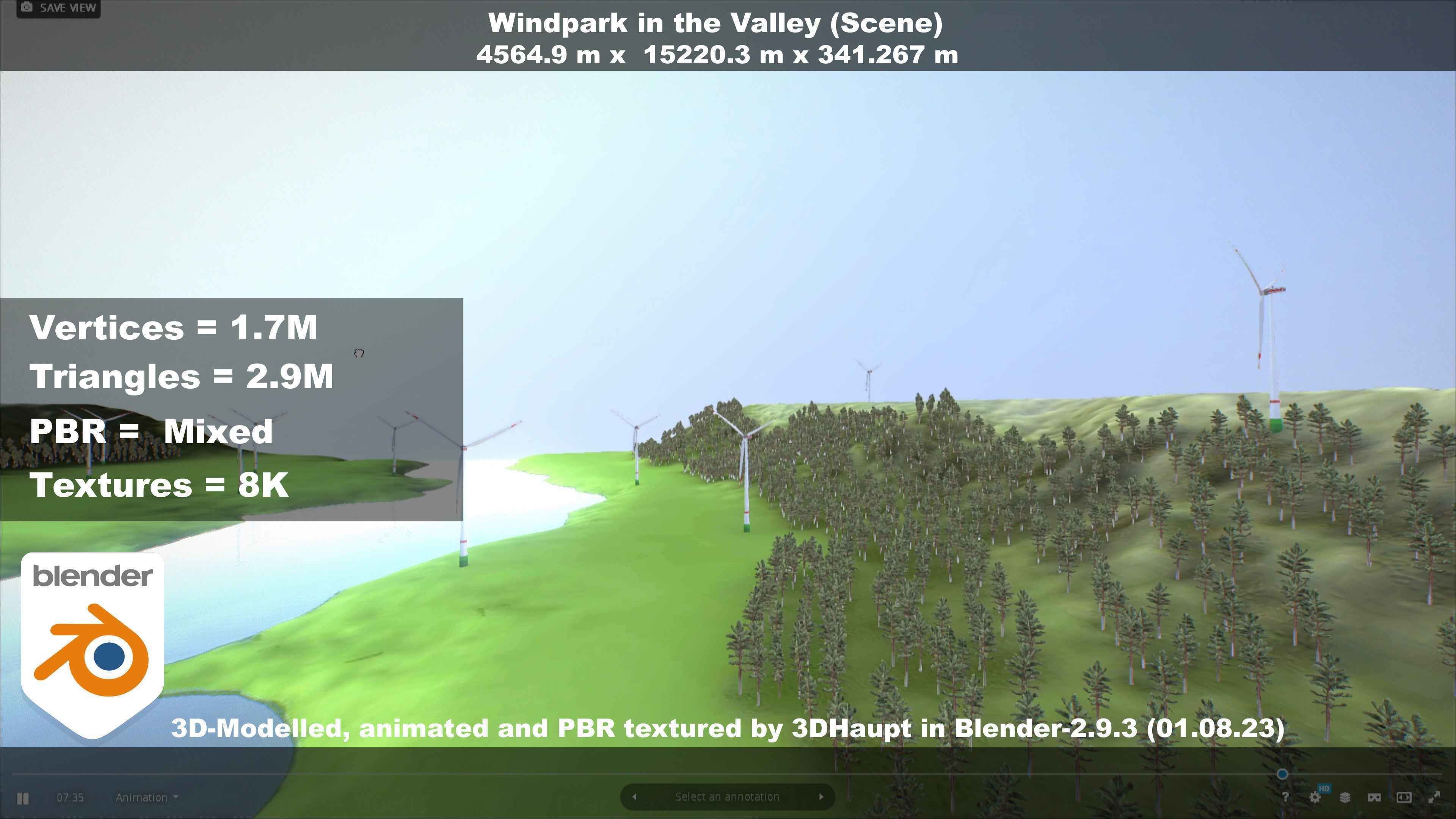 Windpark in the Valley Scene Low-poly 3D model_68