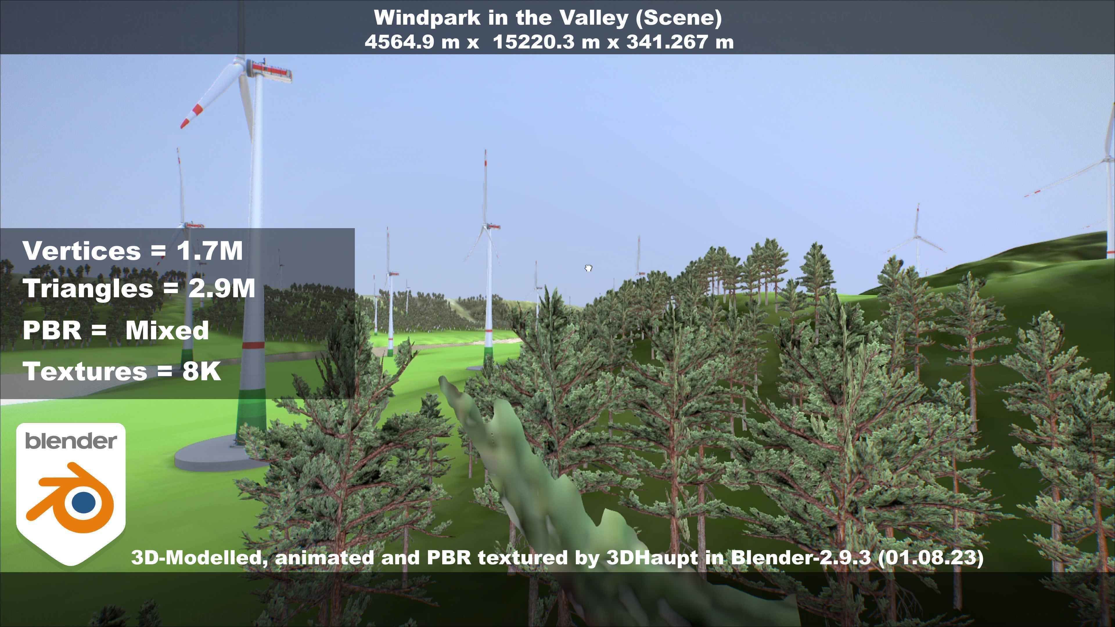 Windpark in the Valley Scene Low-poly 3D model_53
