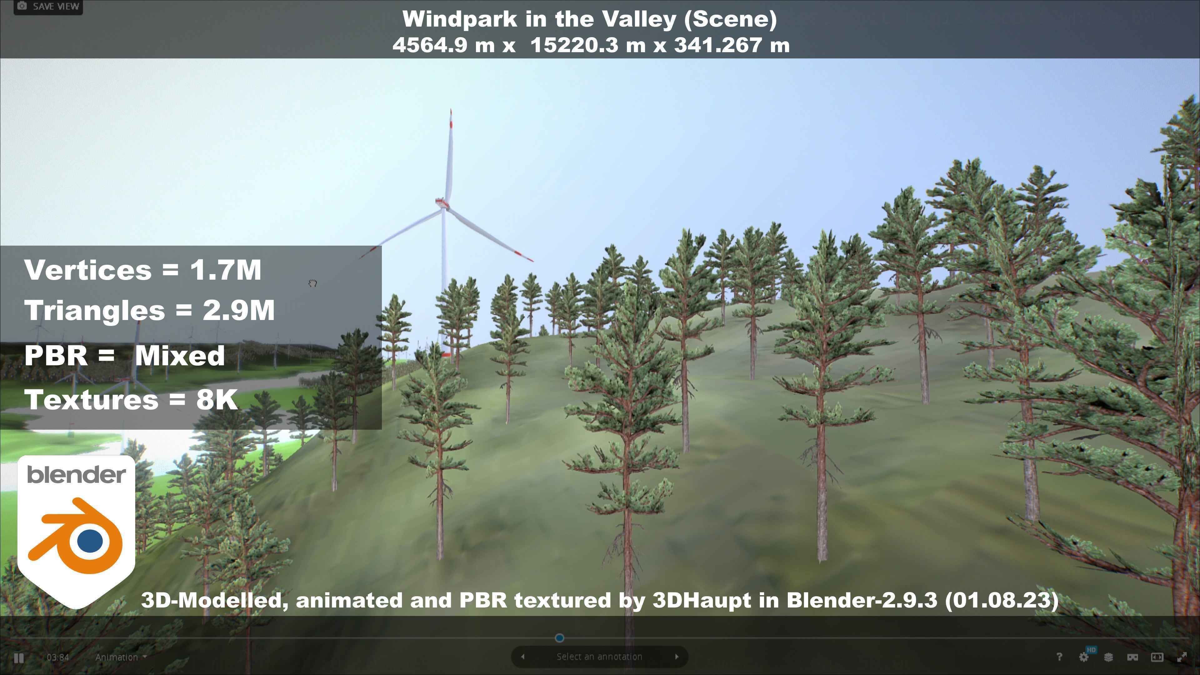 Windpark in the Valley Scene Low-poly 3D model_39