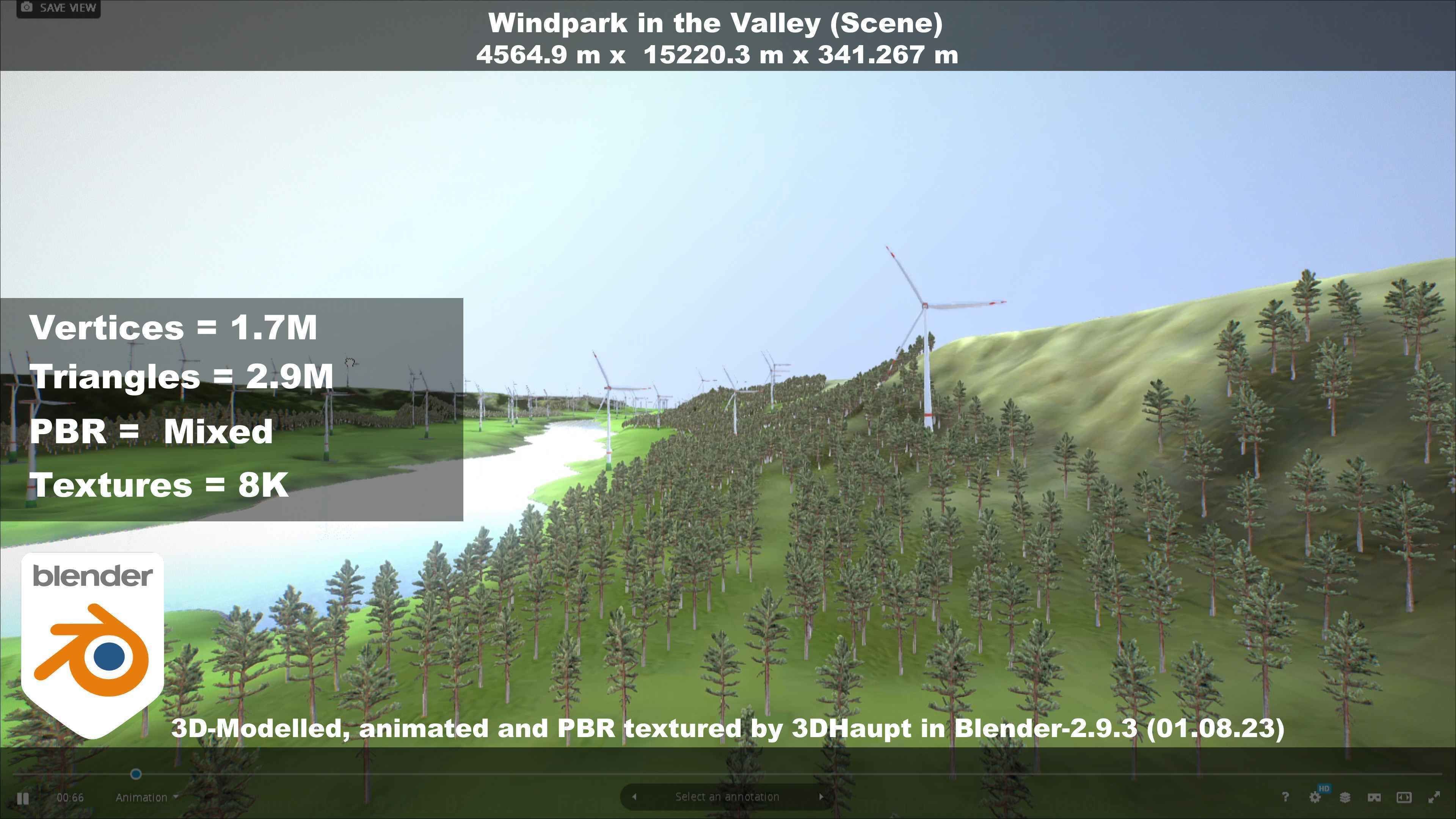 Windpark in the Valley Scene Low-poly 3D model_9
