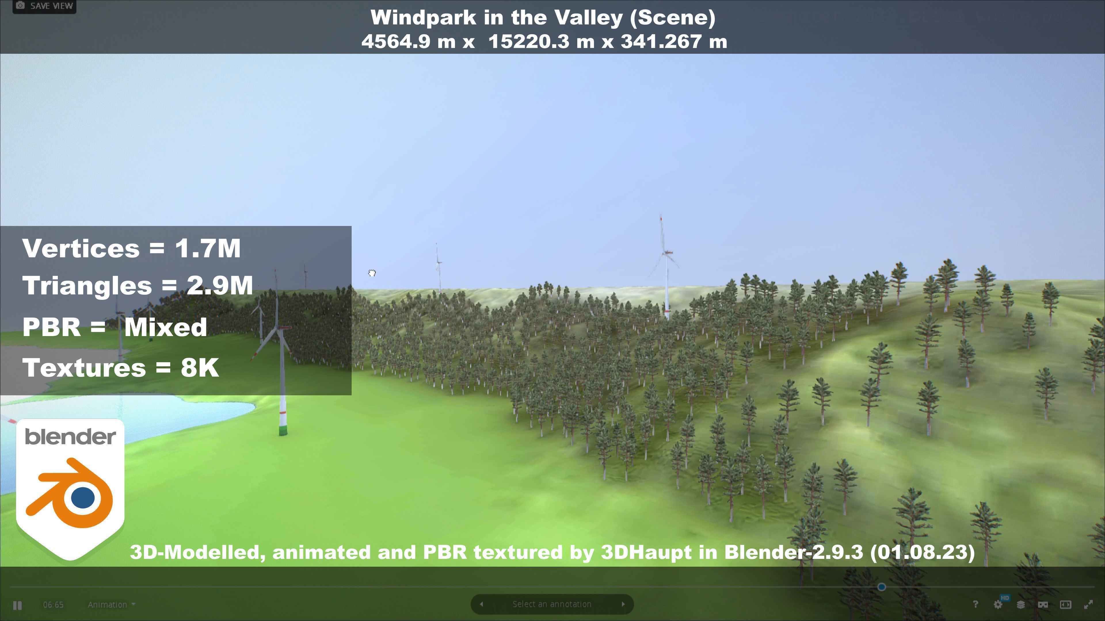 Windpark in the Valley Scene Low-poly 3D model_34