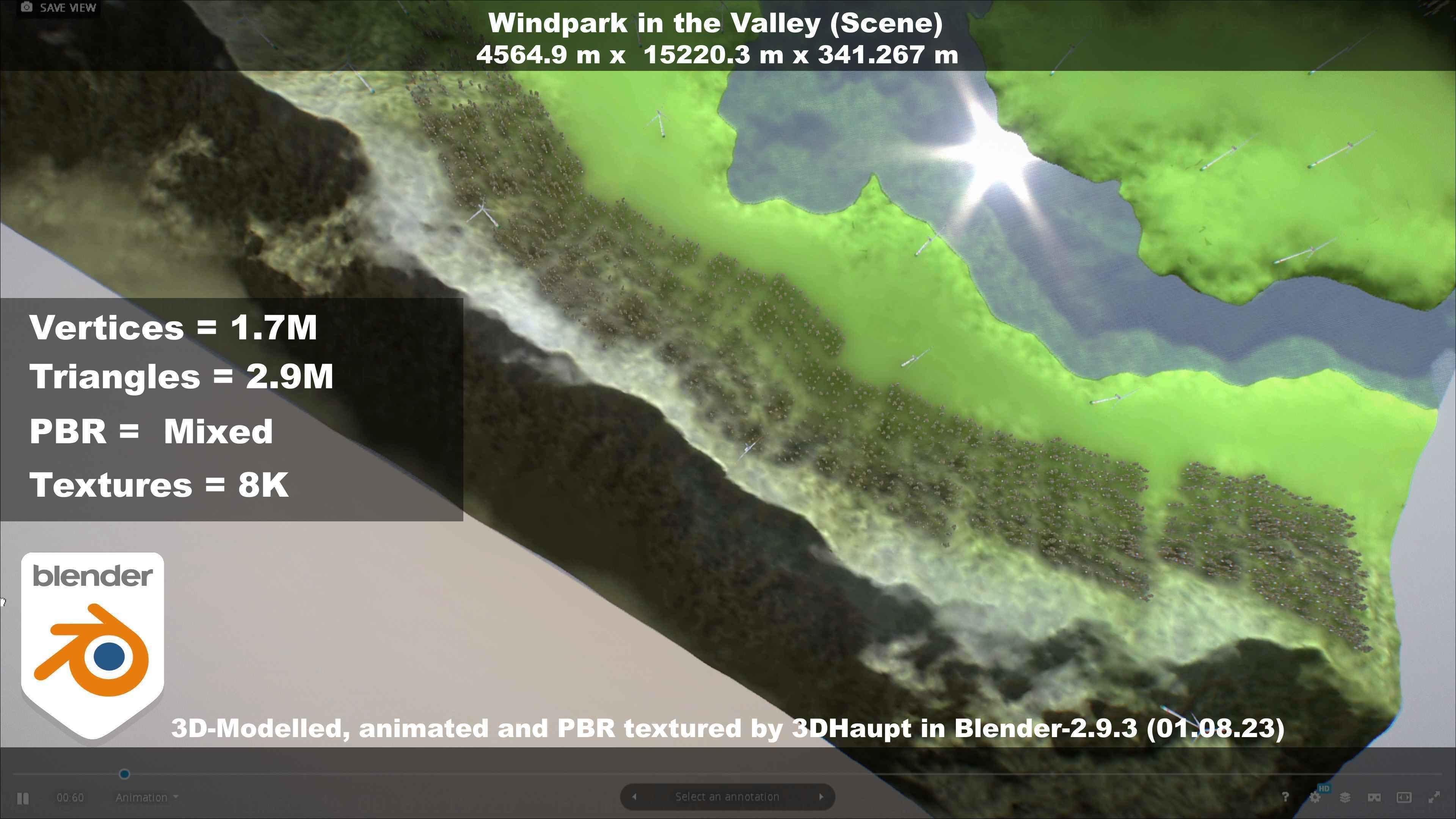 Windpark in the Valley Scene Low-poly 3D model_36