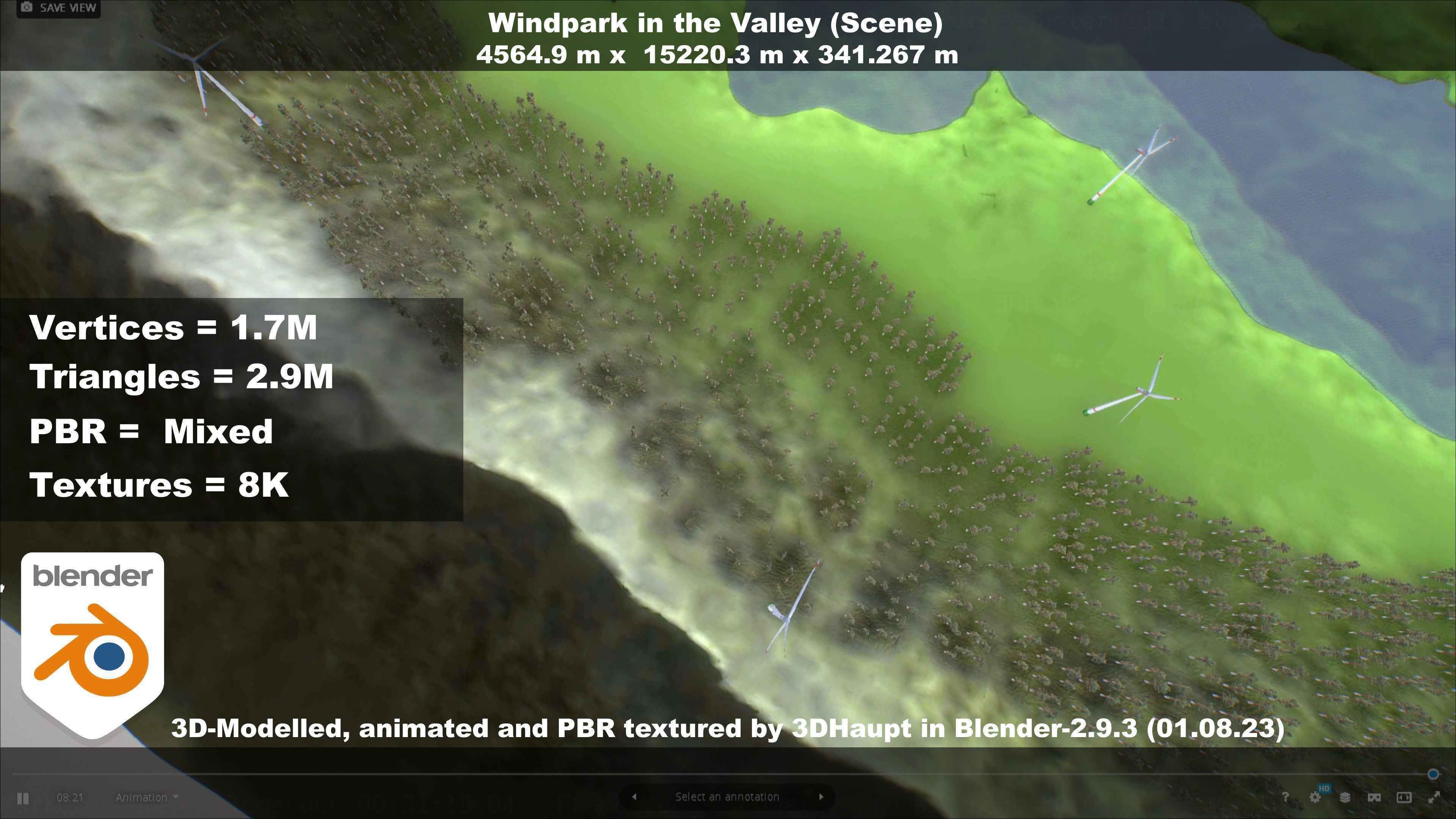 Windpark in the Valley Scene Low-poly 3D model_111