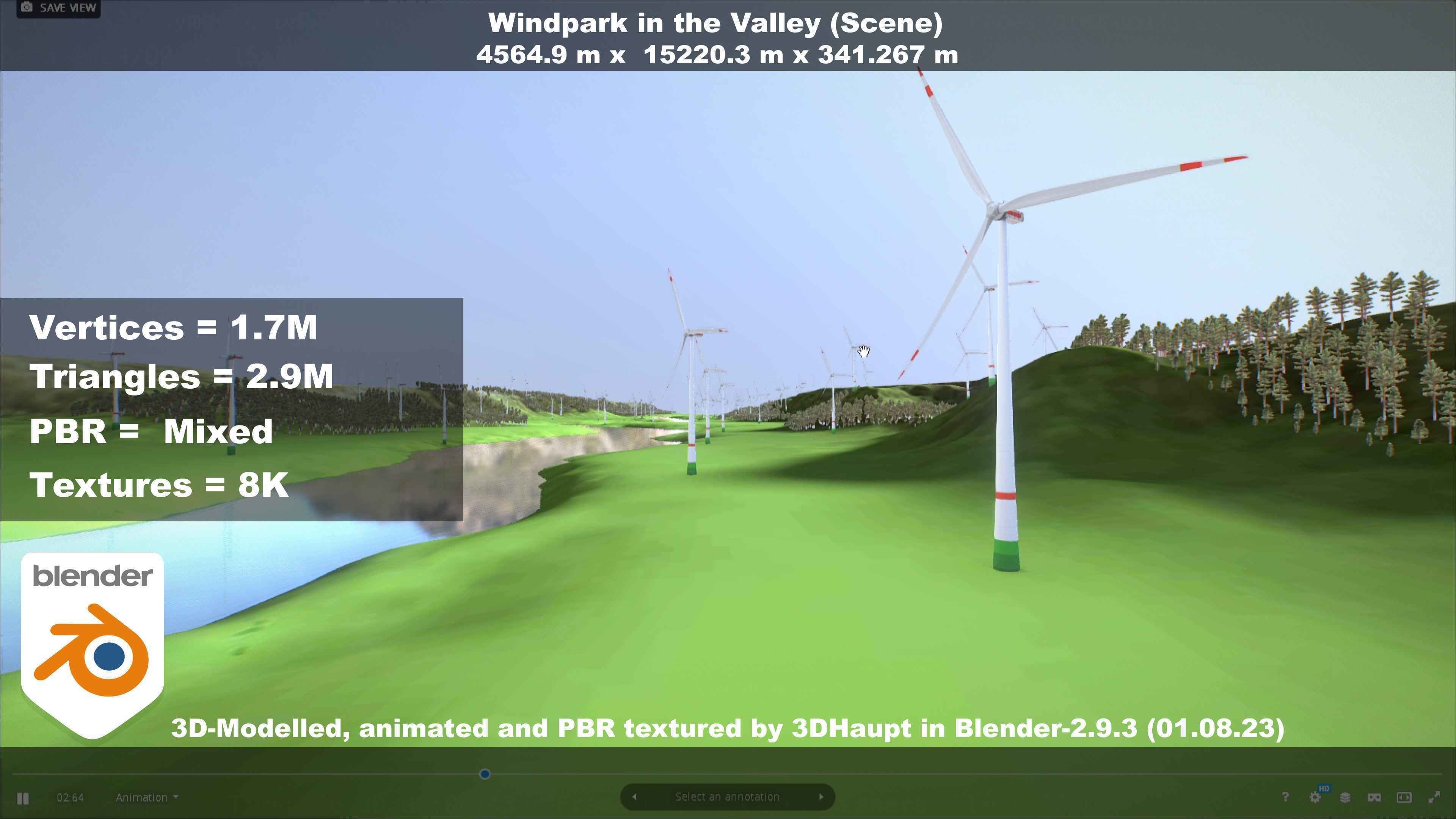 Windpark in the Valley Scene Low-poly 3D model_122