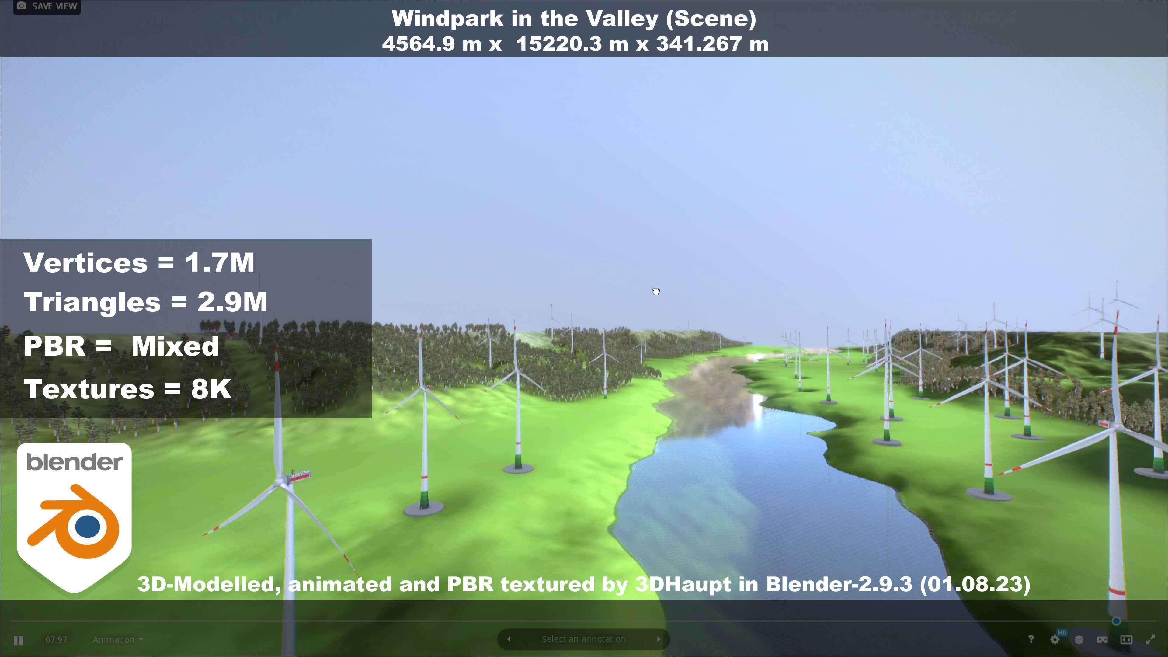 Windpark in the Valley Scene Low-poly 3D model_118