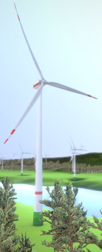 Windpark in the Valley Scene Low-poly 3D model_16