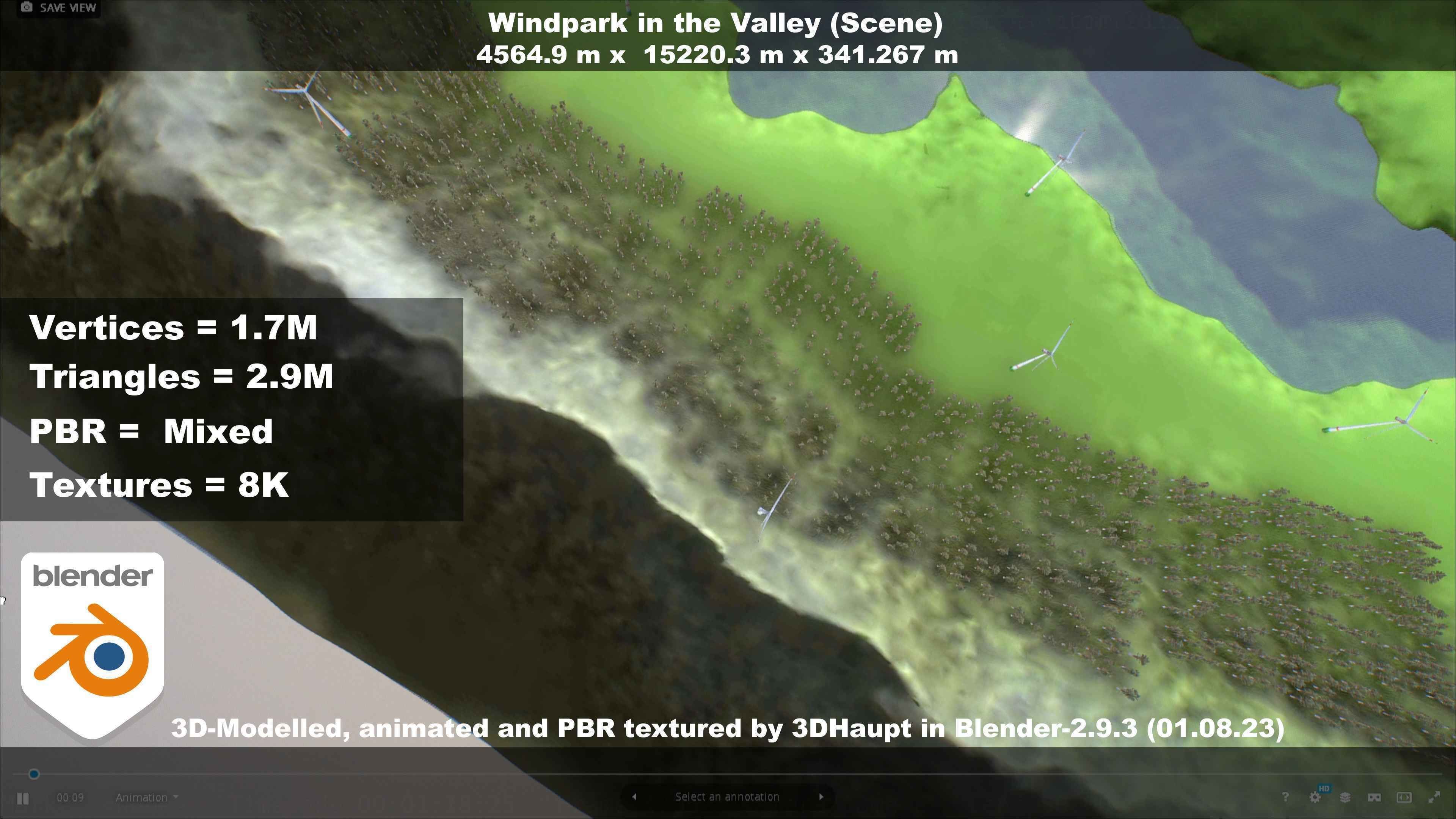 Windpark in the Valley Scene Low-poly 3D model_69