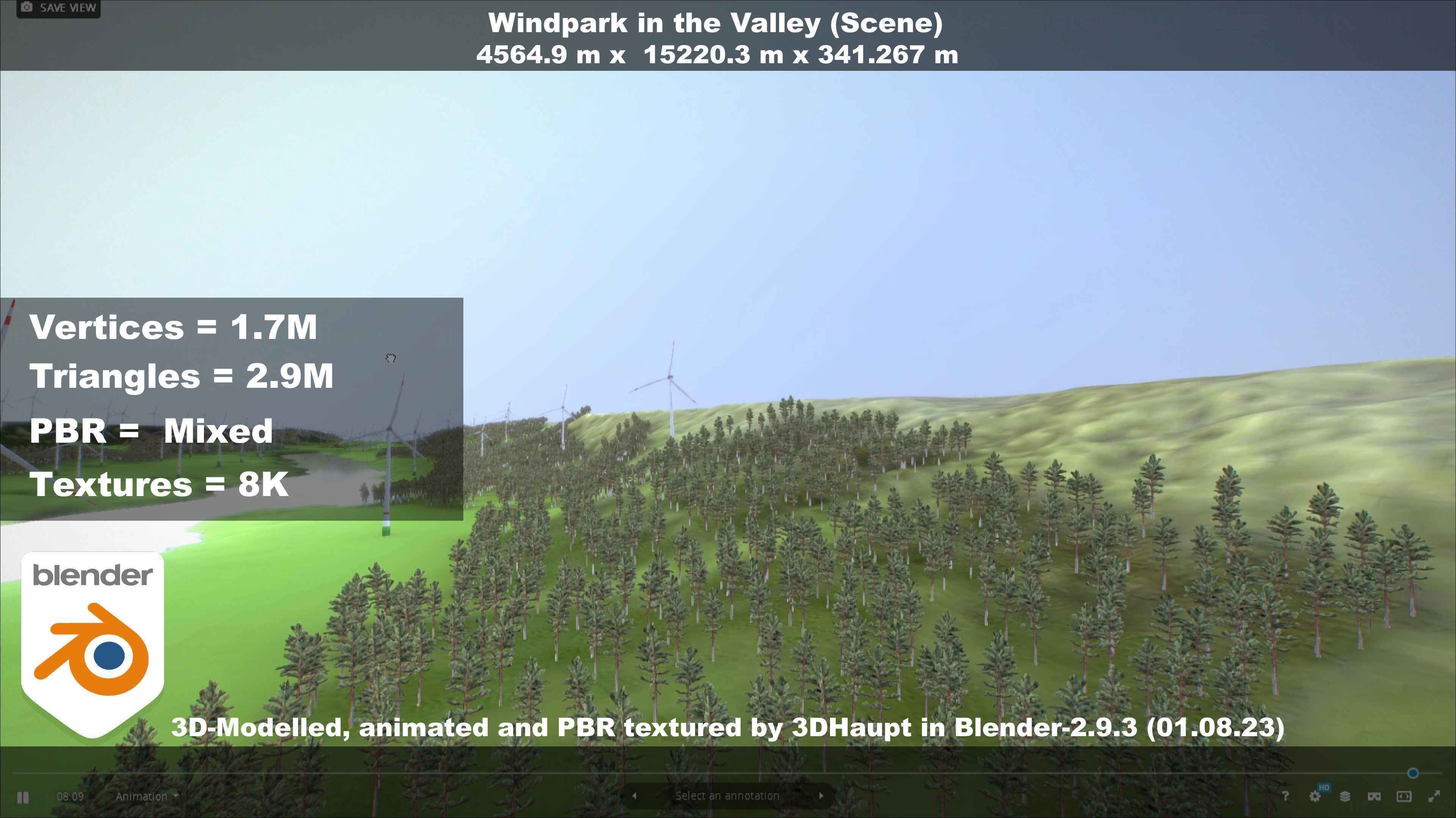 Windpark in the Valley Scene Low-poly 3D model_61