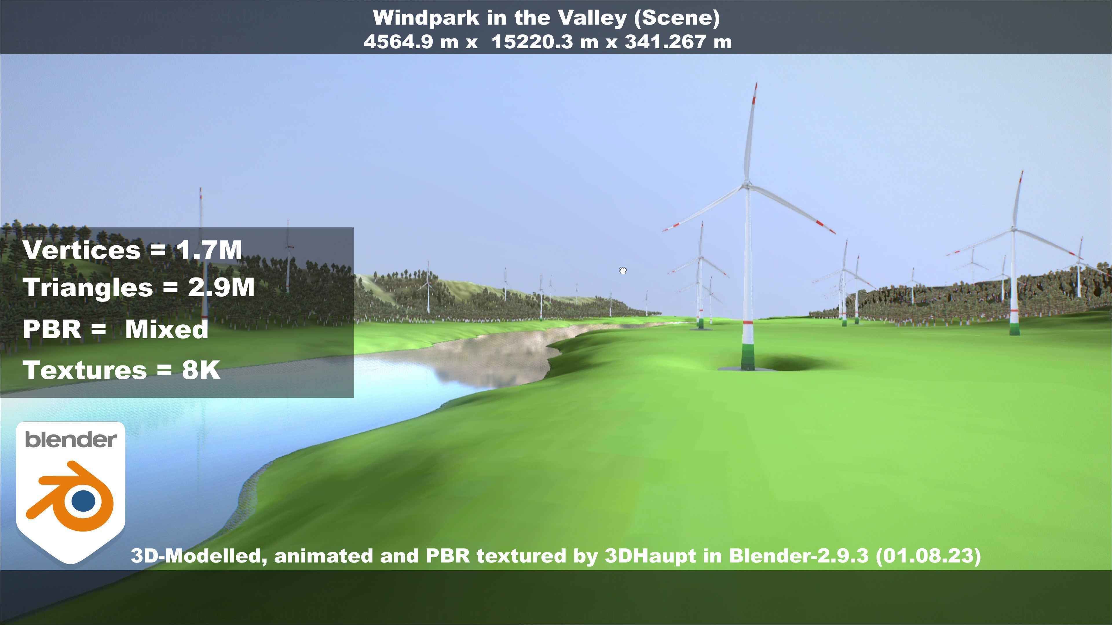 Windpark in the Valley Scene Low-poly 3D model_56