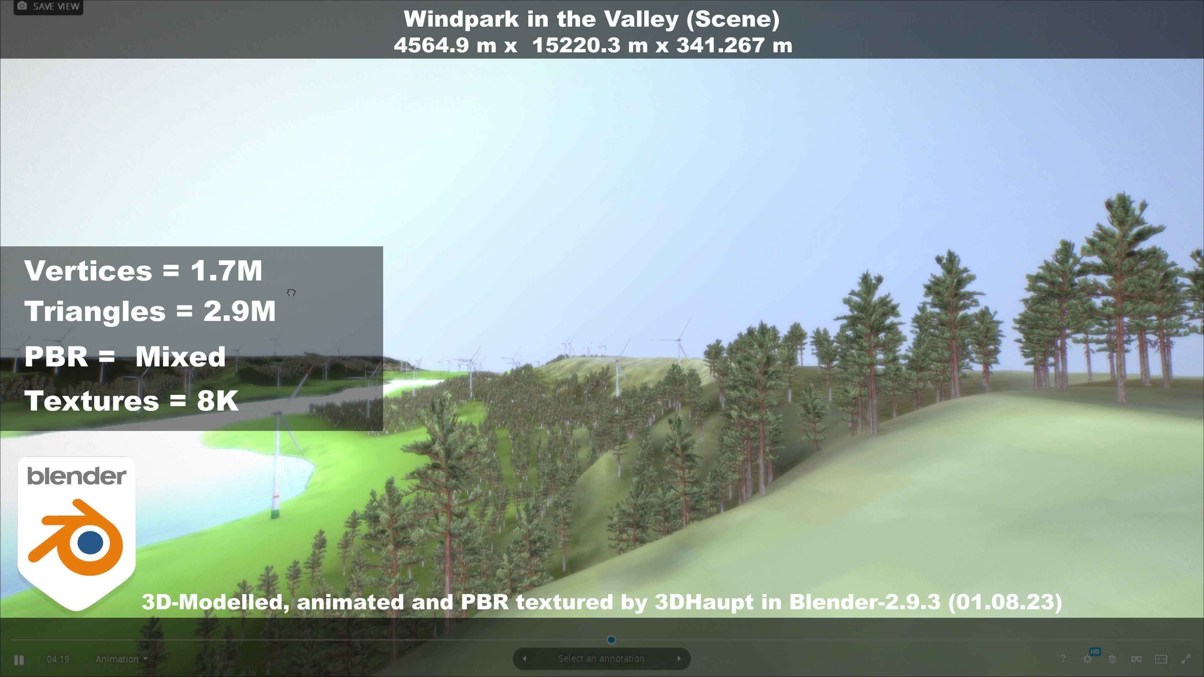 Windpark in the Valley Scene Low-poly 3D model_65