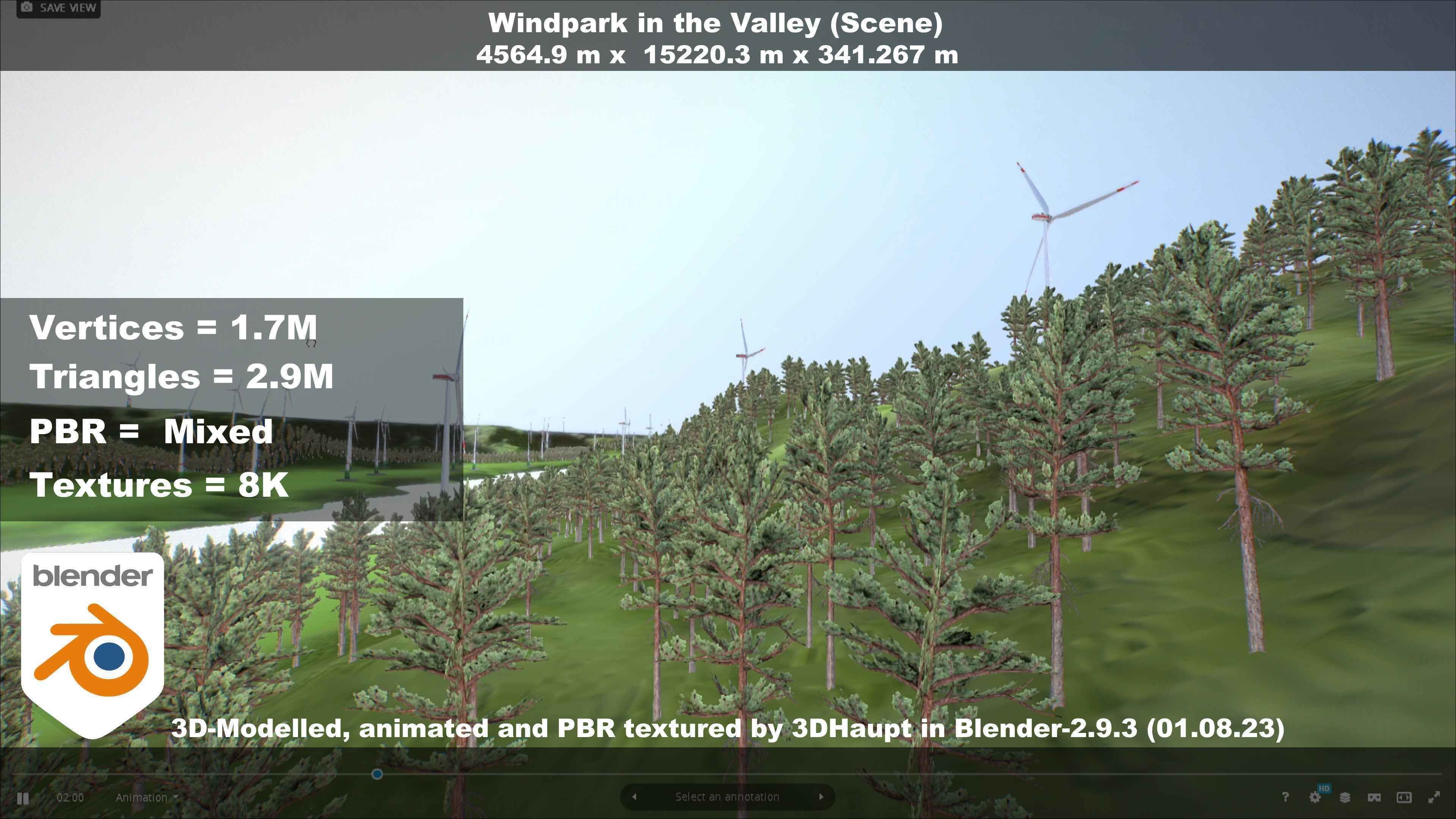 Windpark in the Valley Scene Low-poly 3D model_107